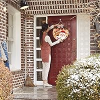 Vista 3 de Corona de decoración de Feliz Navidad, letrero frontal para decoración de puerta, decoración rústica de madera para puerta delantera, porche