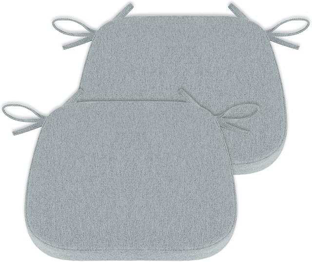 baibu Set of 2 Chair Cushion NonSlip Kitchen Chair Pad With Ties,Memory Foam 15.5'' X 14.5'' X 1.5''(40x37x4CM) Dining Chair Seat Cushion -Light Grey