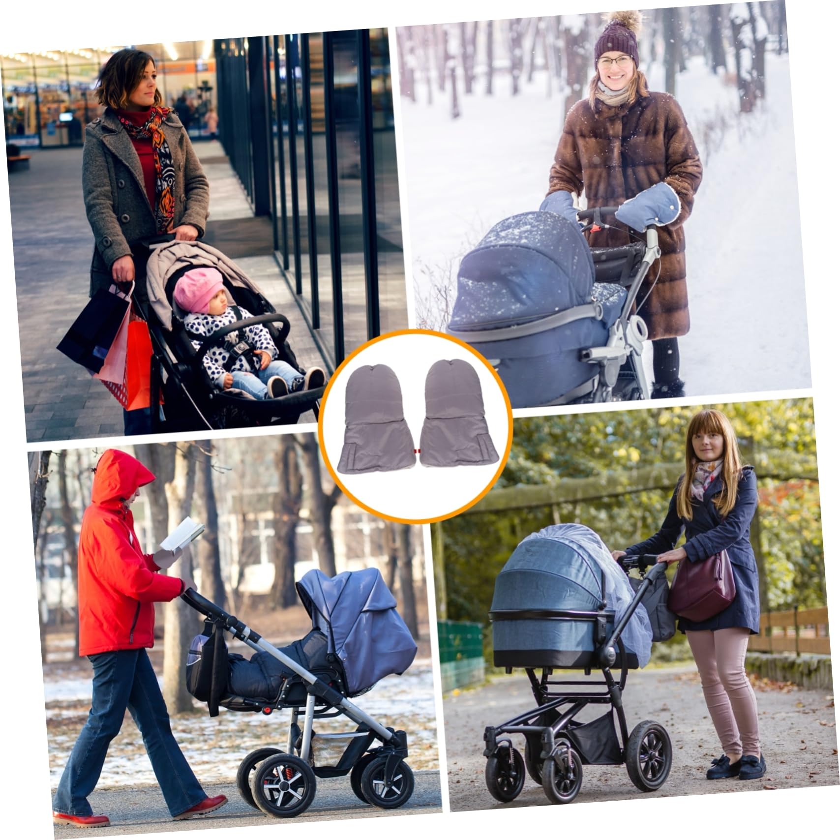 GALPADA 3 Pairs Winter Essential Men's Stroller Gloves Reusable Hand Warmers Windproof Comfortable (grey)