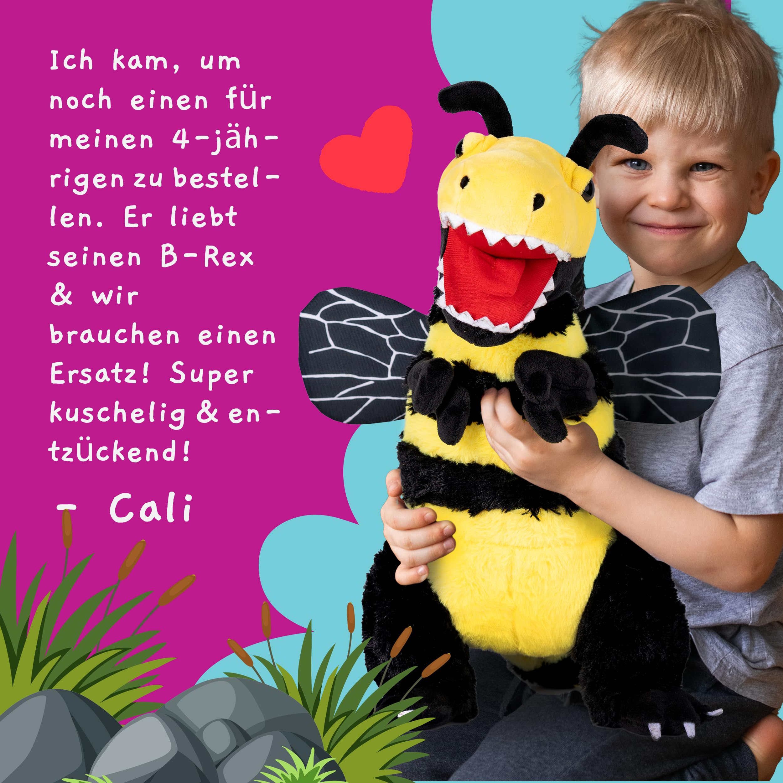 Randimals B-Rex Dino Plüschtier & Biene Kuscheltier Hybrid - B-Rex & Stofftier Biene Plüschtiere - Knuddeliges Kuscheltier T-Rex & Biene - Niedliche Plüschtiere Freundschaft & Abenteuer