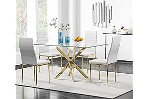 Elegant 5-Piece Gold Leg Dining Table Set for 4