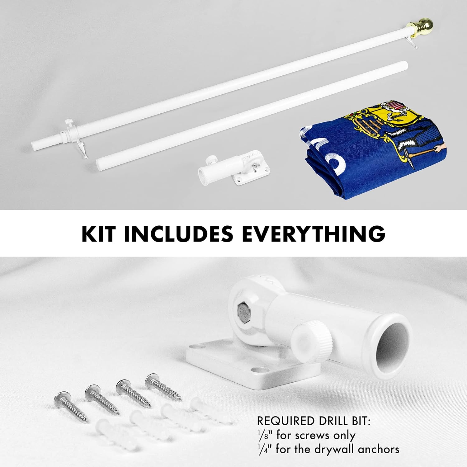 G128-6 Feet Spinning Flagpole (White) Wisconsin Double Sided Brass Grommets Embroidered 3x5 ft (Flag Included) Aluminum Flag Pole