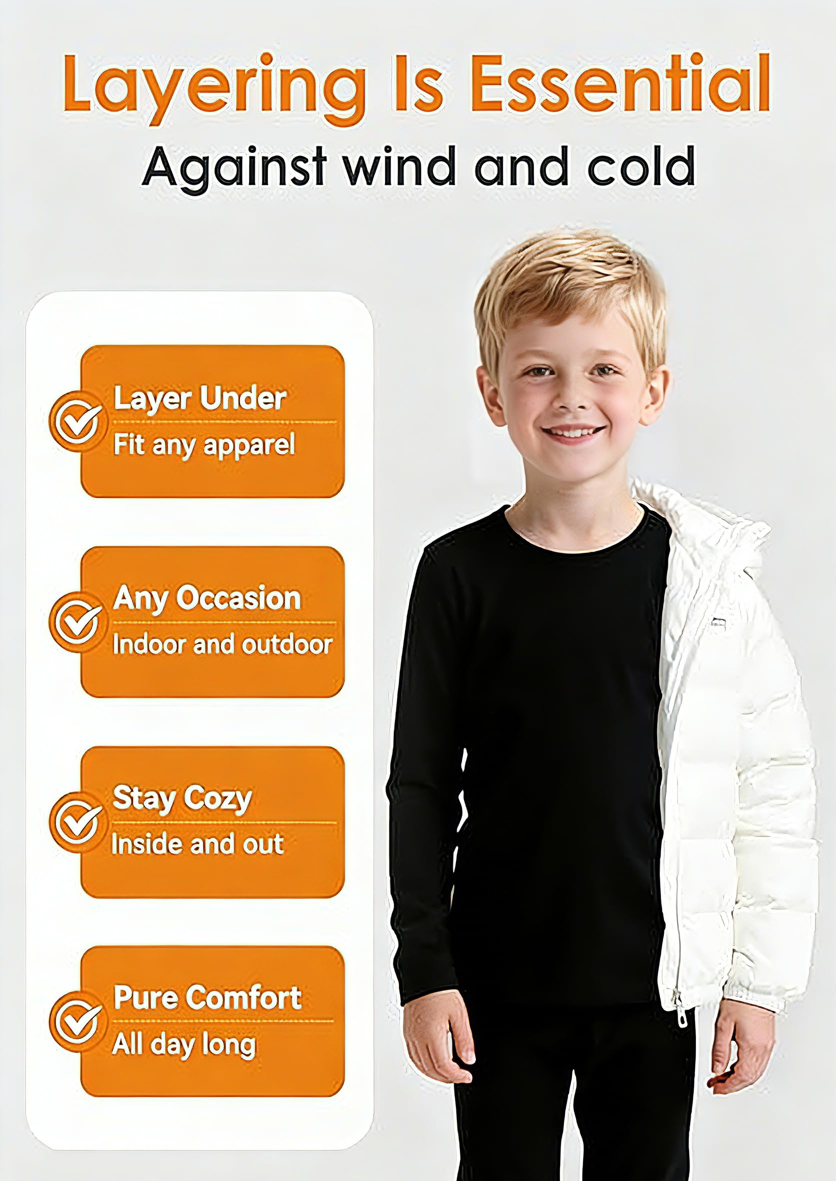 Zando Conjunto de capa base térmica para niños de 2 a 6 años, conjunto de camiseta térmica de manga larga y leggings para niños