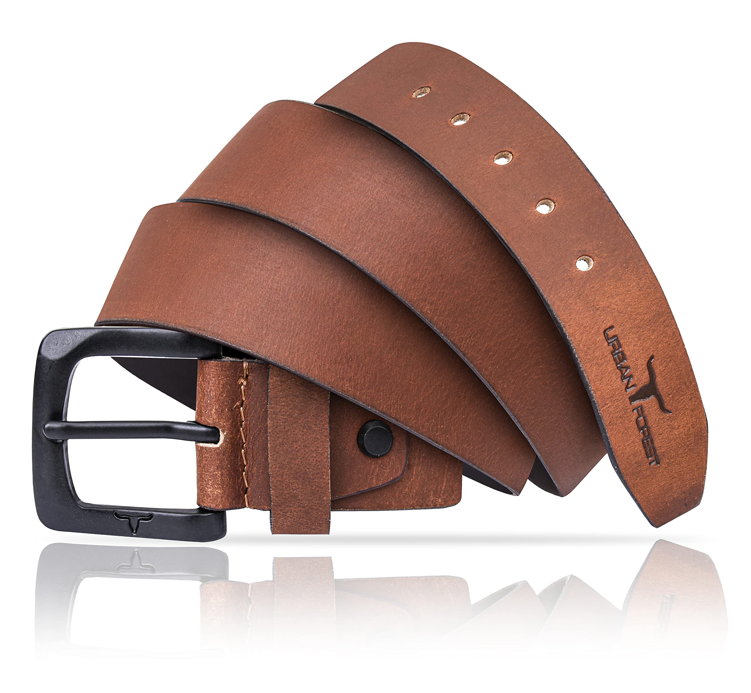 URBAN FOREST Redwood Casual Leather Belt for Men, Redwood, Free Size
