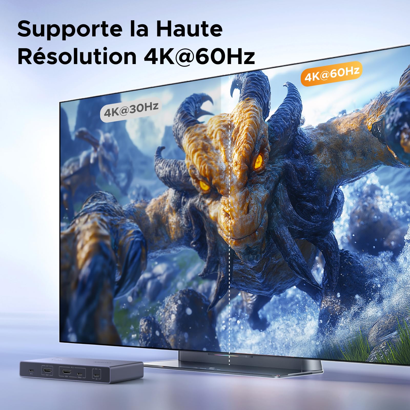 UGREEN KVM Switch HDMI USB C 4K 60Hz 2 Entrées 1 Sortie Commutateur KVM | 4 Ports USB 3.0 3A1C 5Gbps Compatible avec MacBook PS5 Ordinateur Hôte Steam Deck Câble HDMI et Câble USB-C Vidéo Inclus