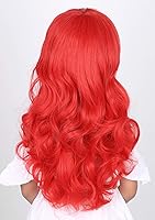 Vista 5 de Topcosplay Peluca de princesa larga ondulada roja para niños, disfraz de Halloween, pelucas para fiestas