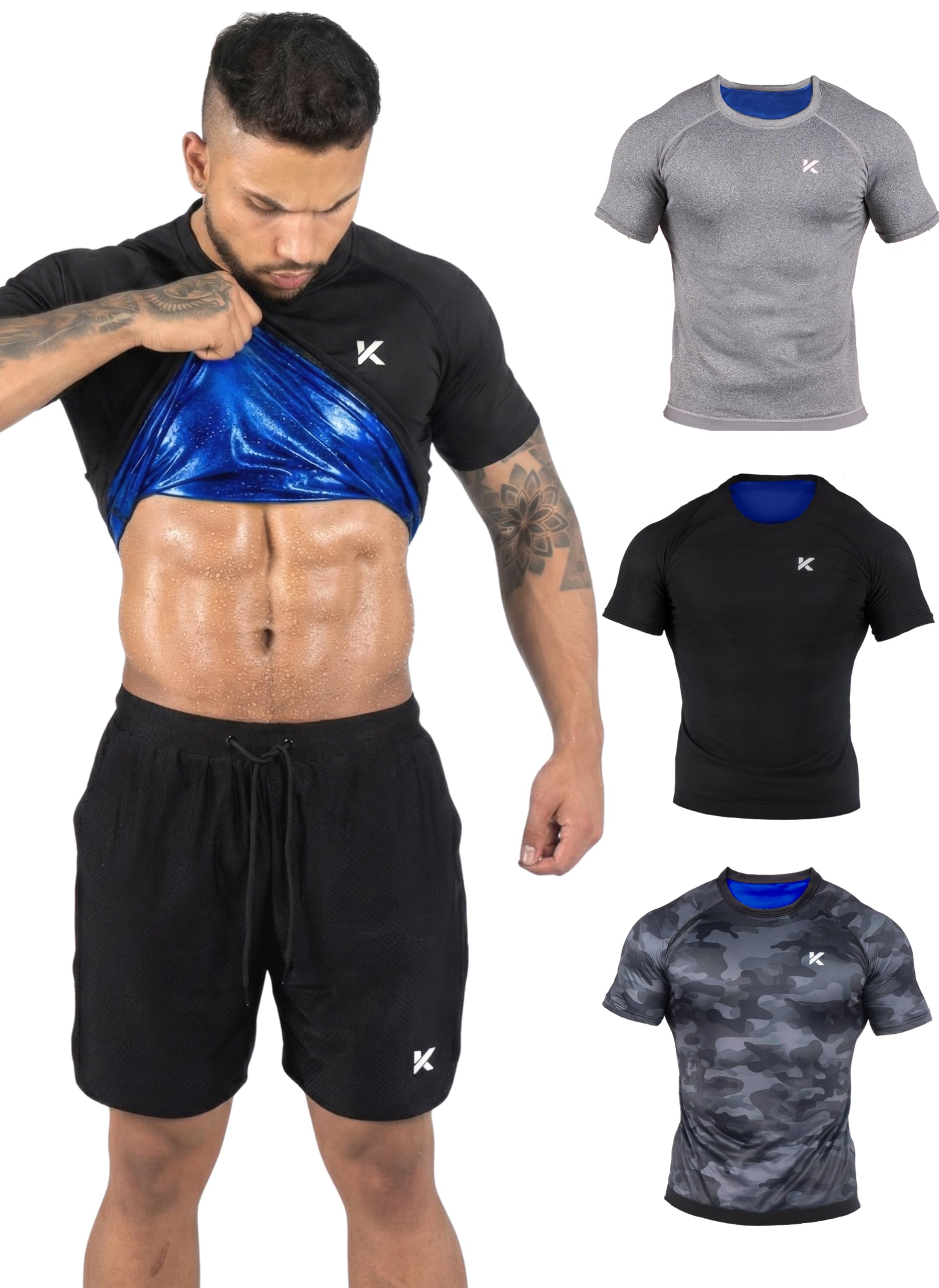 Kewlioo Sauna Shirt for Men - Heat Trapping Sweat Vest, Sauna Suit For Men, Compression Workout Sweat Suit for Gym, Workouts