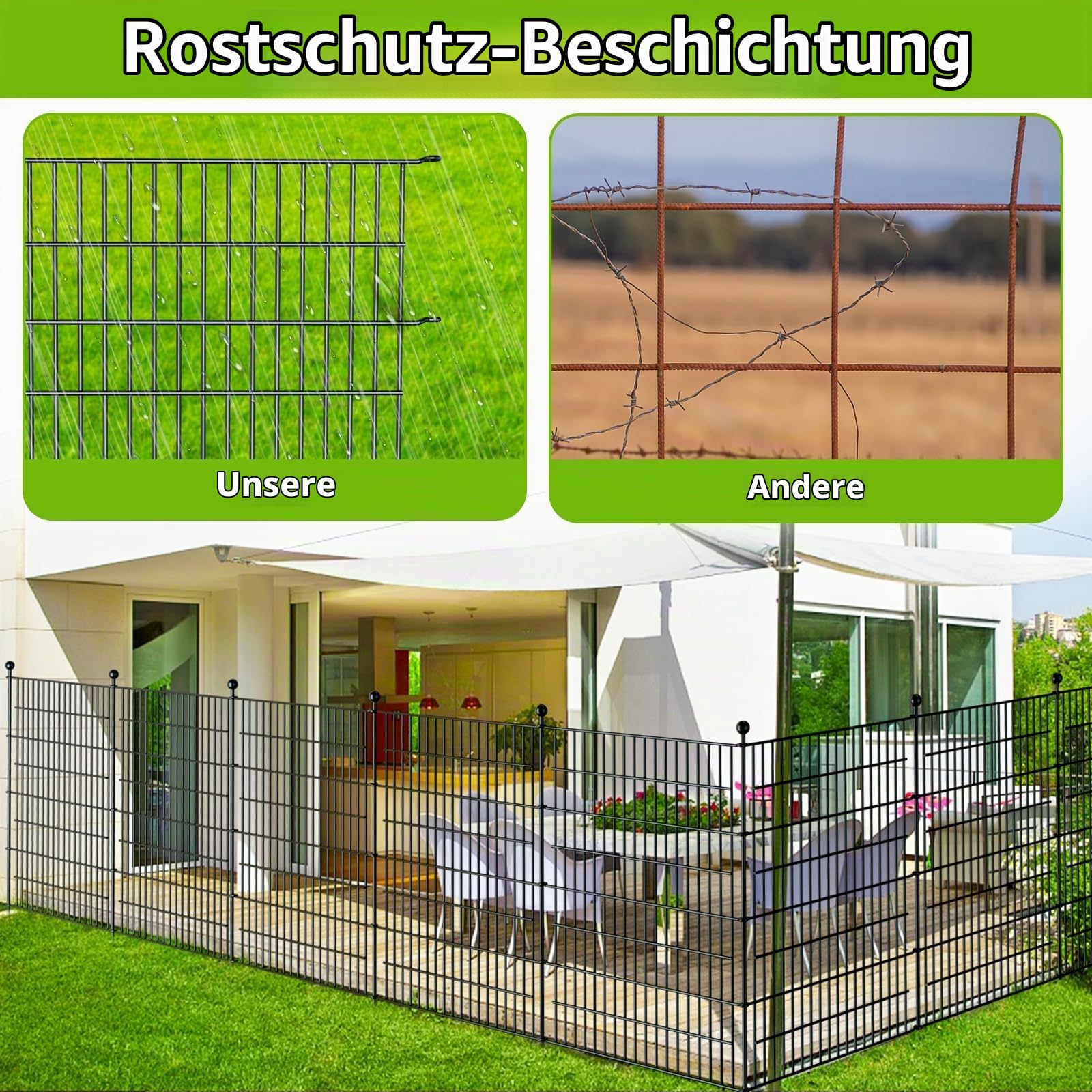 Gartenzaun Metall Steckzaun Dekoration Gitterzaun Für Garten Hundezaun Garten Zaun Gartenbeet Und Tierbarriere, Für Kaninchen, Hund, Hof
