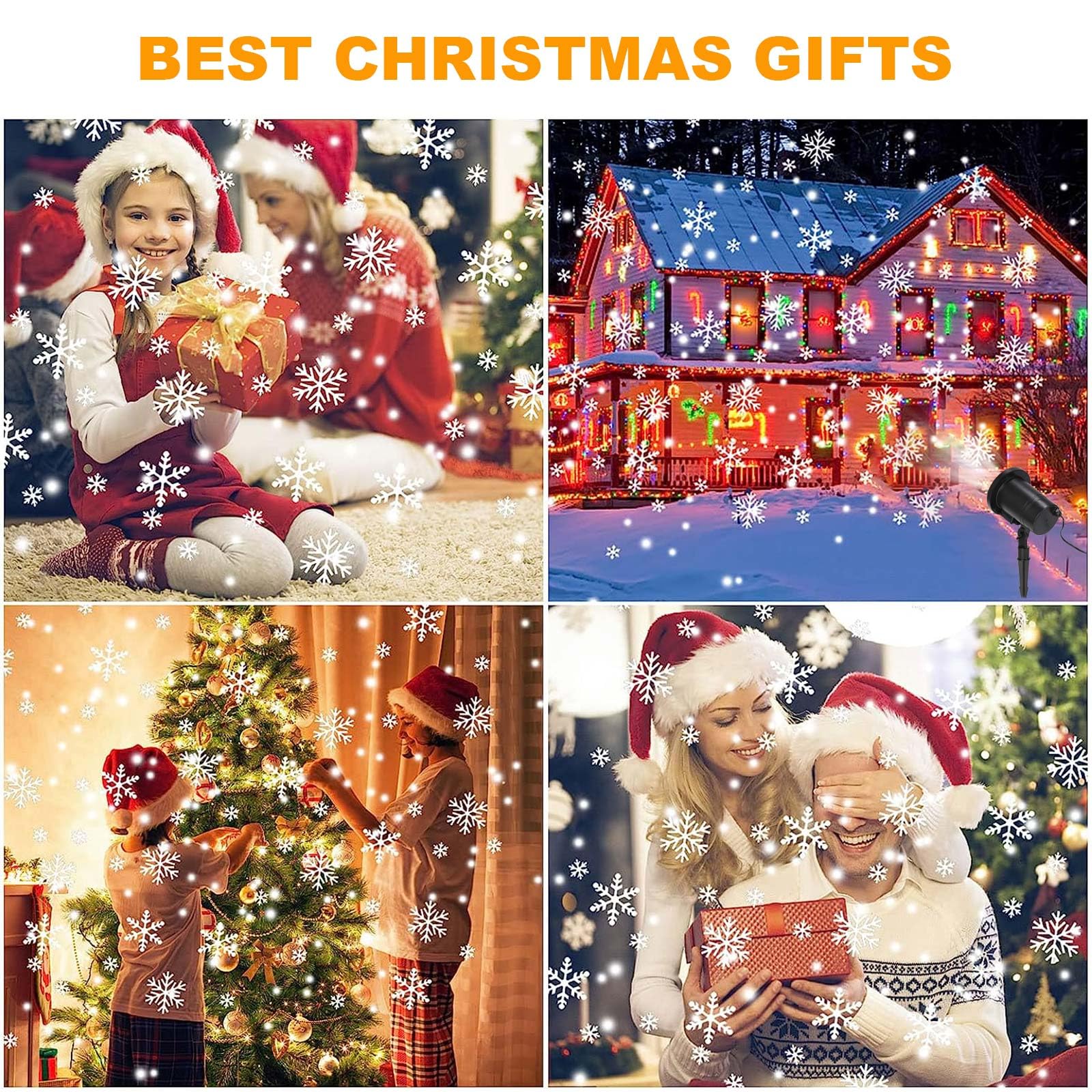 Luci del proiettore, luci del proiettore di Neve di Natale IP65 Impermeabile all'aperto Fiocco di Neve LED proiettore Rotante Neve Bianca Caduta Lampada di proiezione Natale, Festa Giardino