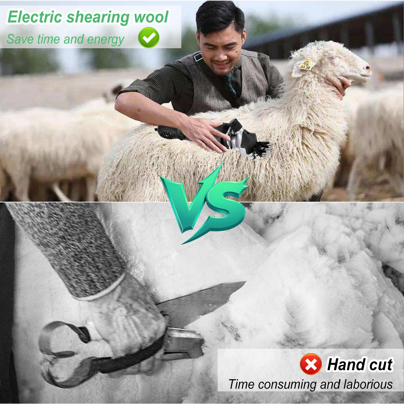 900w Tondeuse à Mouton Électriques, Tondeuse à Moutons Machine avec 6 Vitesses Réglables, 2800rpm, Tondeuse Mouton Professionnelle pour Moutons, Alpagas et Chèvres, avec Étui de Transport