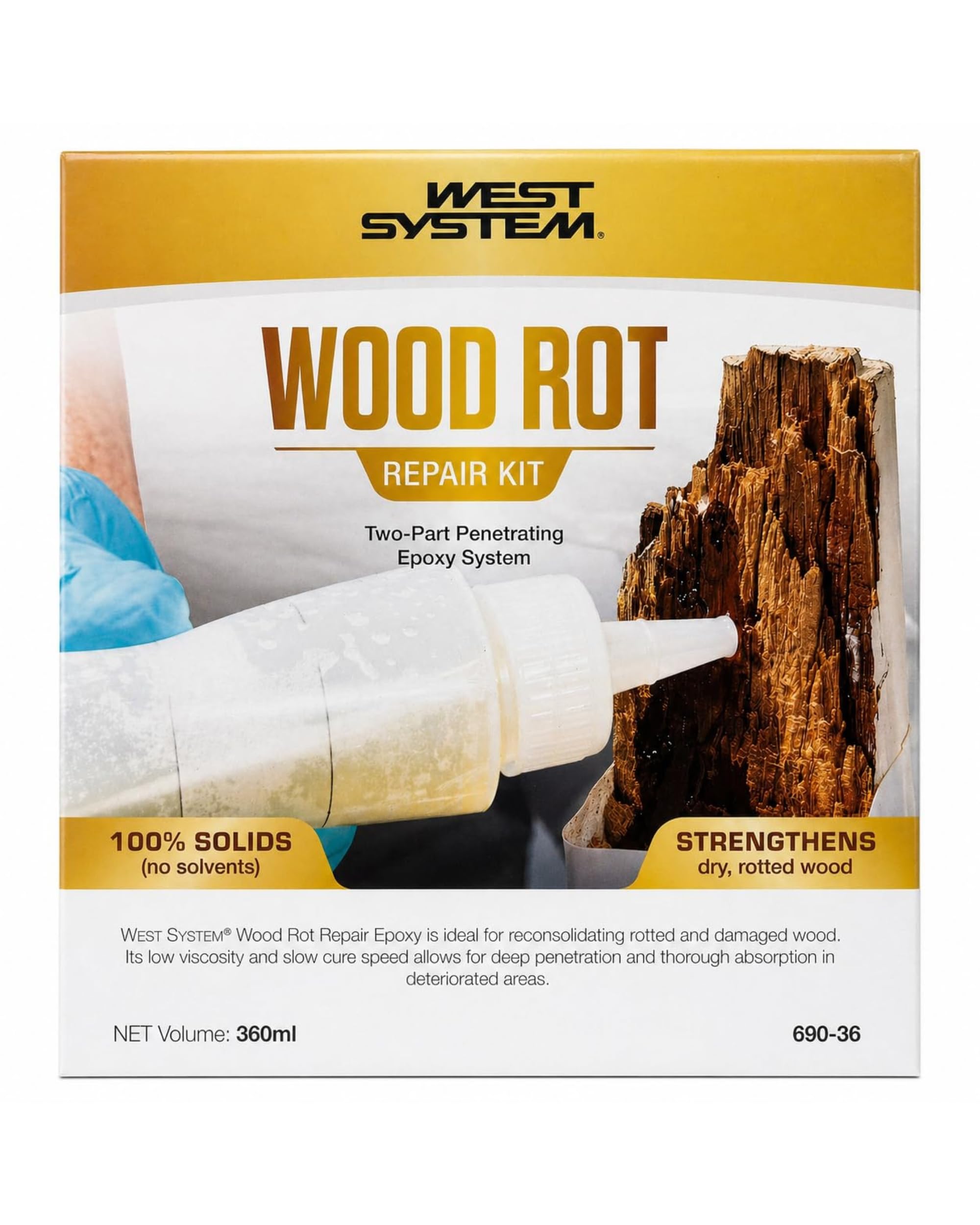 WEST SYSTEM Kit Reparación Madera Podrida - Resina Epoxi Madera - Pequeño