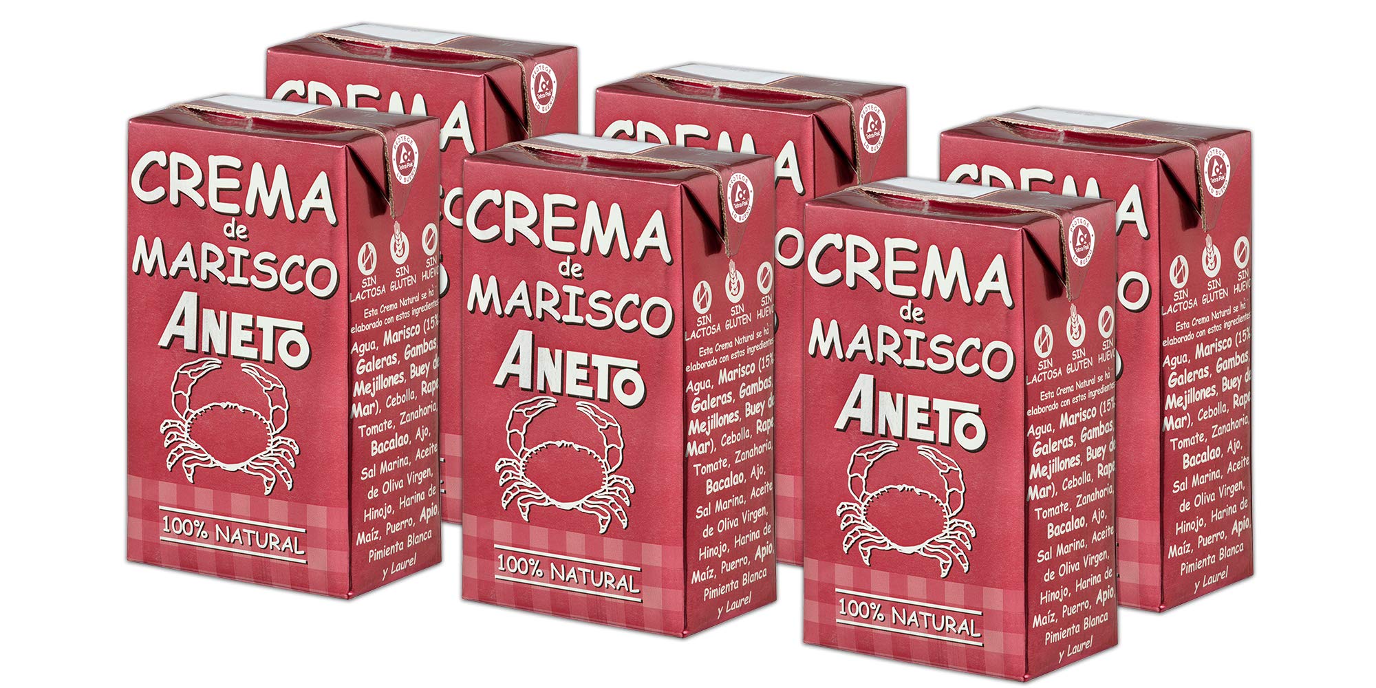 Aneto 100% Natural - Crema de Marisco - caja de 6 unidades de 1L