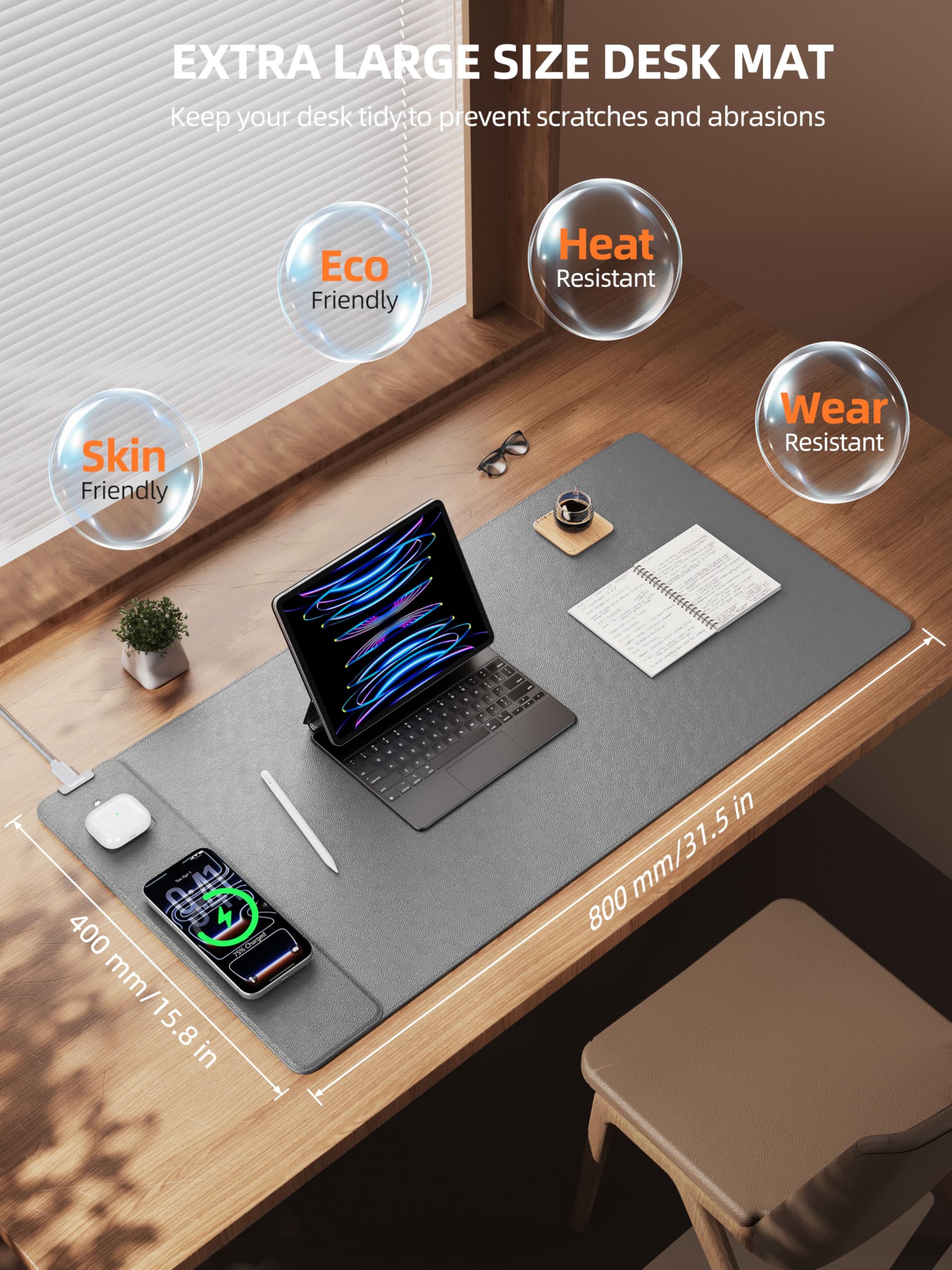 TopMade 15W Wireless Charging Desk Mat Gallery Image