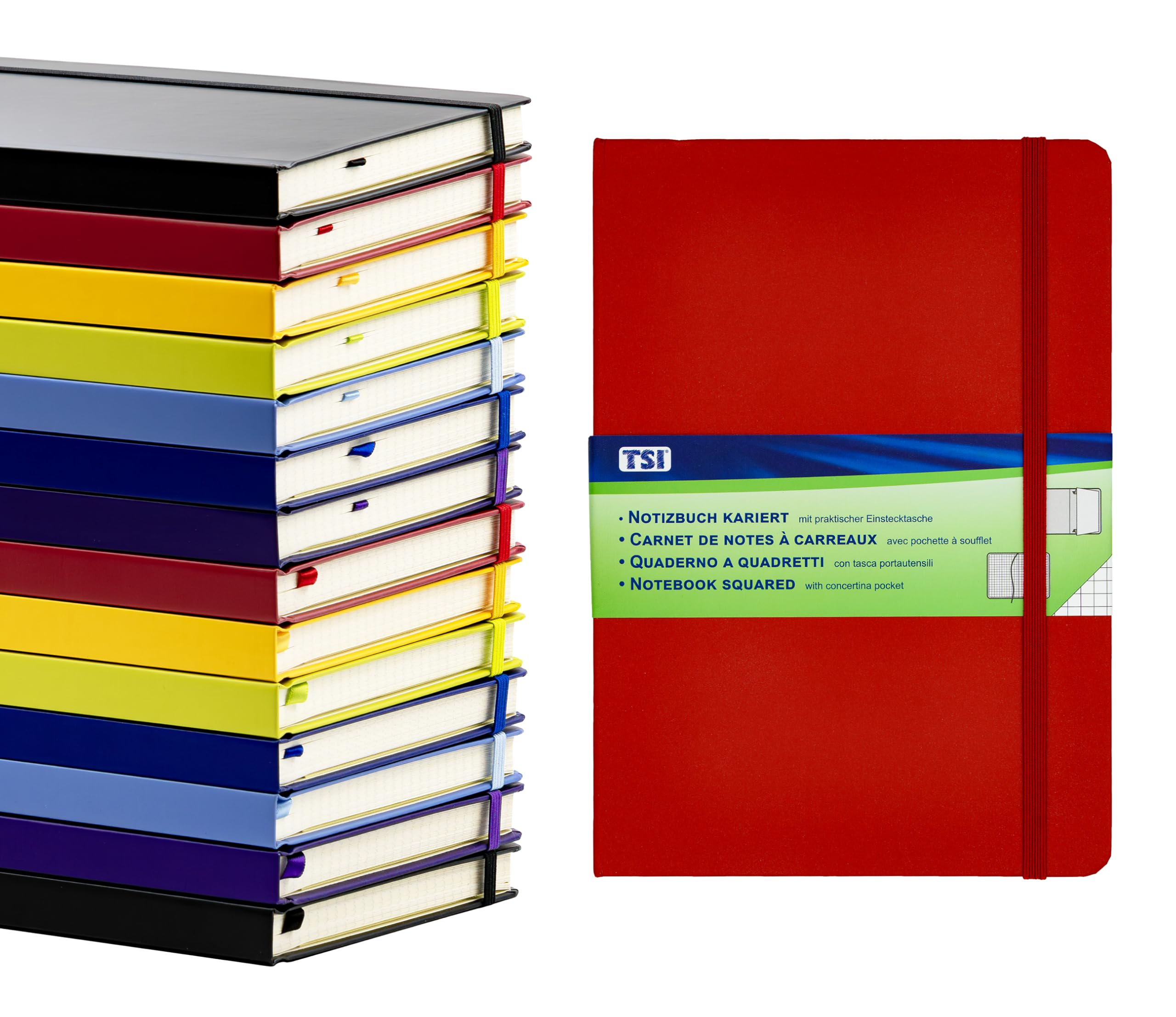 TSI 63555-RT Notebook A5 Red Squared with 192 Pages