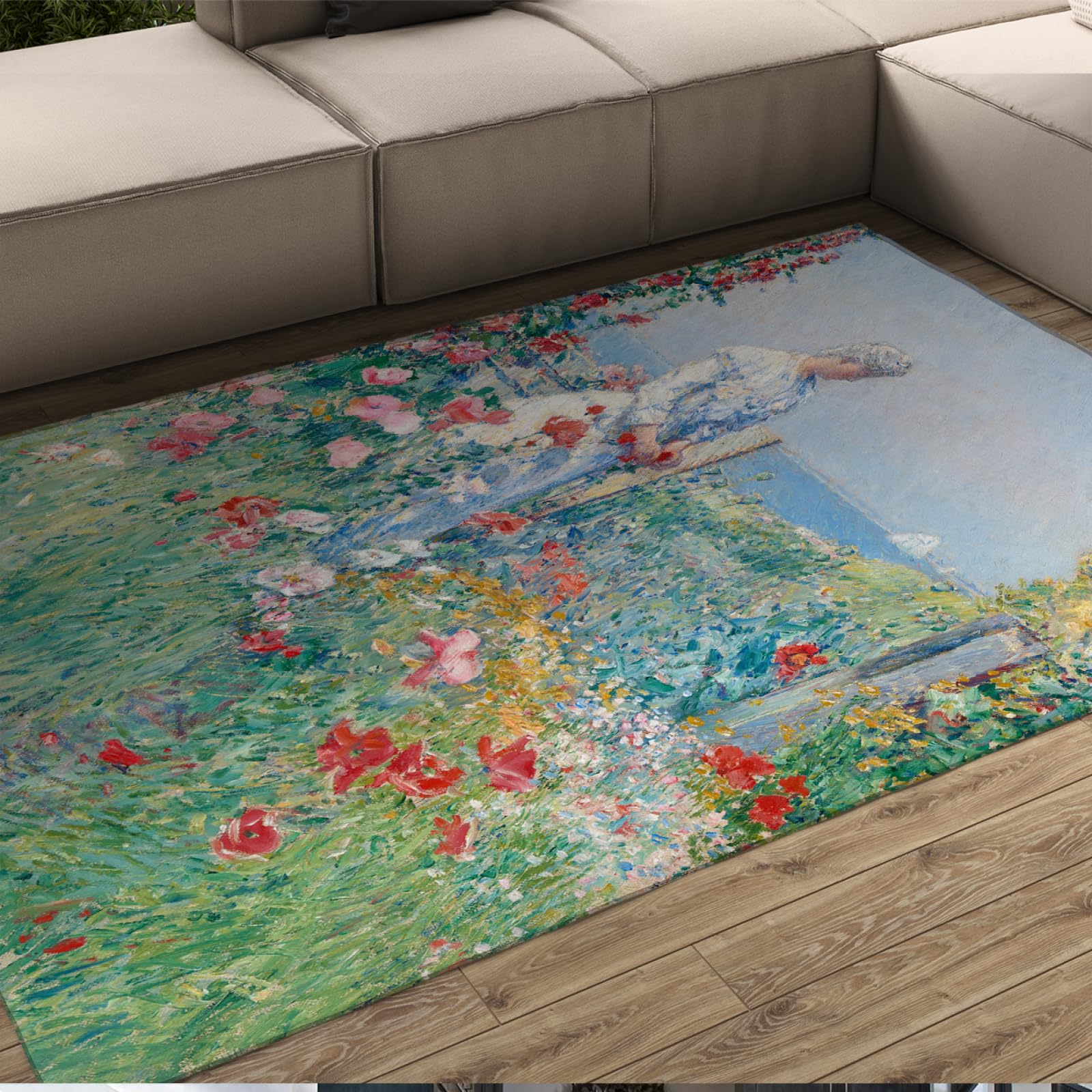 Tapis de chevet lavable style Childe Hassam grand tapis de salon 120x210cm