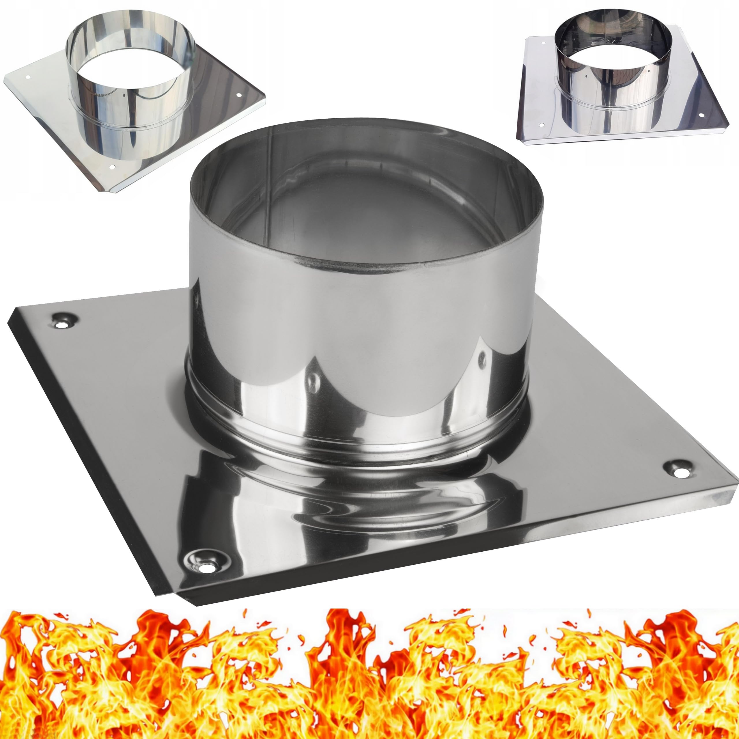 Plaque Chapeau de Cheminée en Acier Inoxydable - Plaque de Base pour Pot Pompier Rotatif de Cheminée - Plaque de Pivotant Embout de Cheminée - Plaque pour de Capot de Cheminée - Diamètre Ø 180 mm