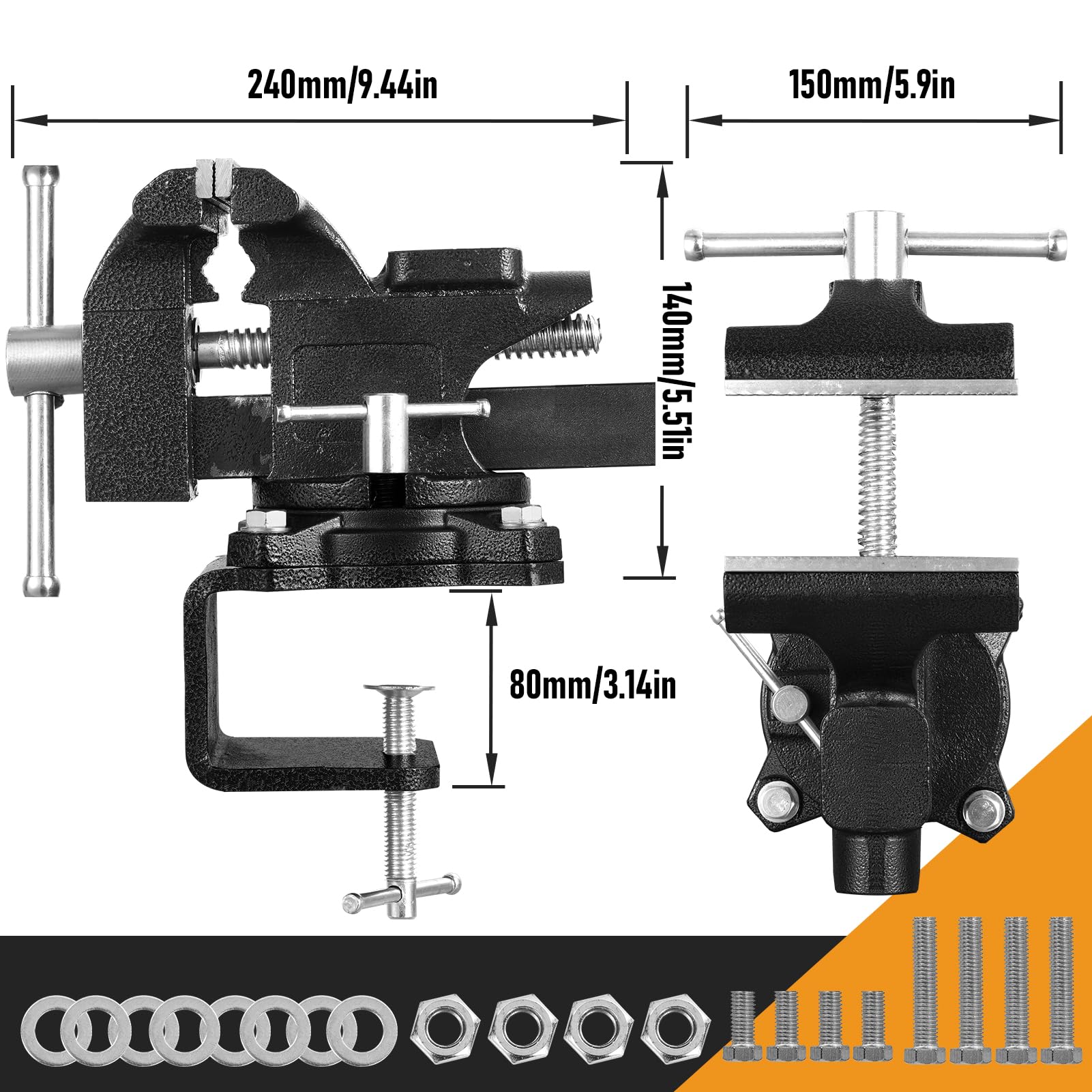 Abrazadera Tigre, 110 mm Pinzas Tiger con Rotación de 270°, 2 en 1 Hogar Tiger Clamp Multifuncionales, Fáciles de Usar en la Mesa de Trabajo