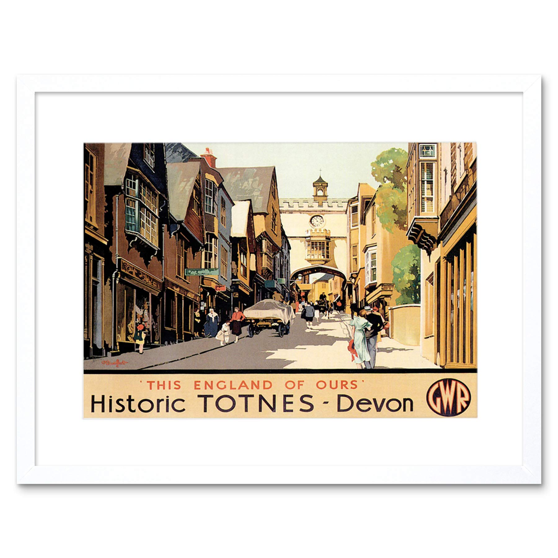 Wee Blue Coo Travel Totnes Devon Gwr Old Town UK Village High Street Framed Wall Art Print