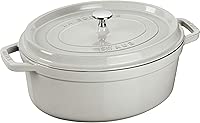STAUB Cast Iron 7-qt Oval Cocotte - White Truffle, Made in France