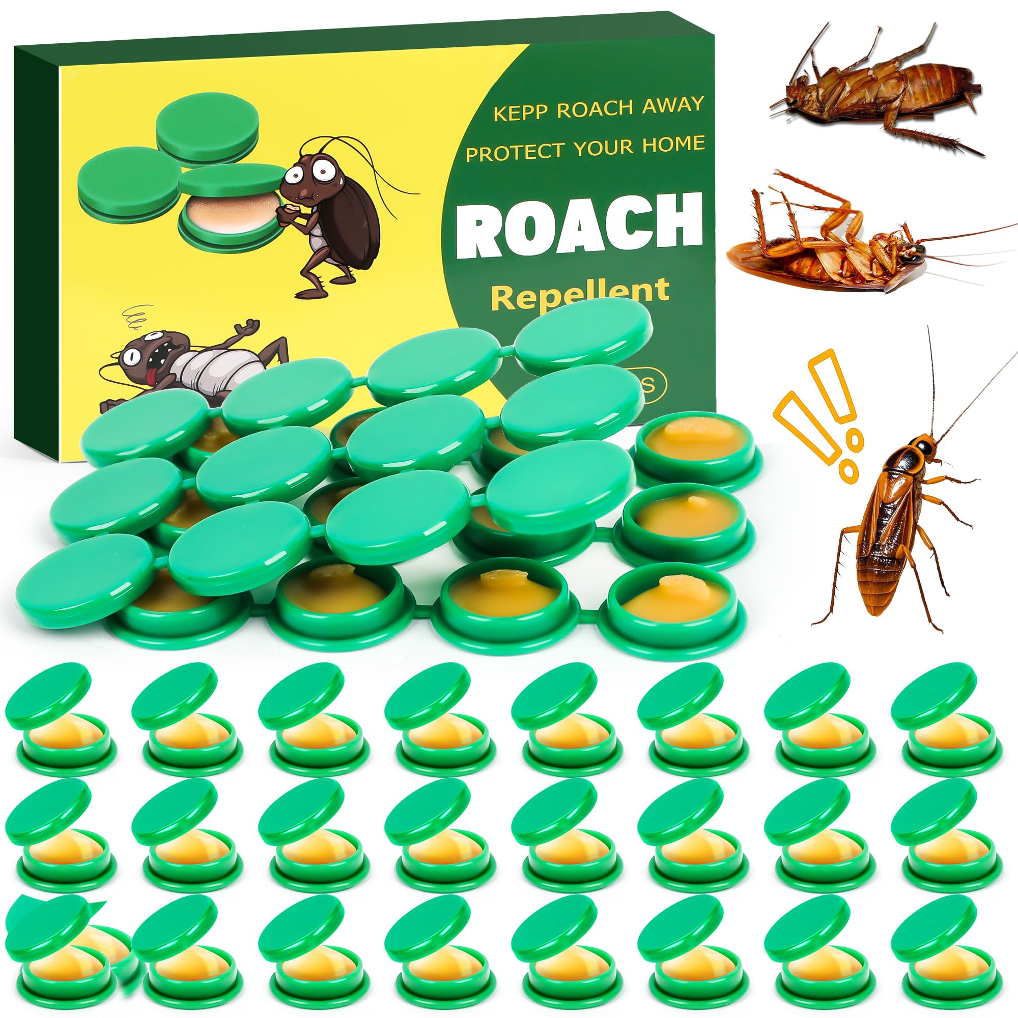 Pack of 36 Cockroach Gel Lure and Cockroach Killer Trap Indoor for Home, Strong Cockroach Repellent Bait Trap Infestation Solution, Easy to Use Cockroach Deterrent Indoor Kitchen Home RV Corner