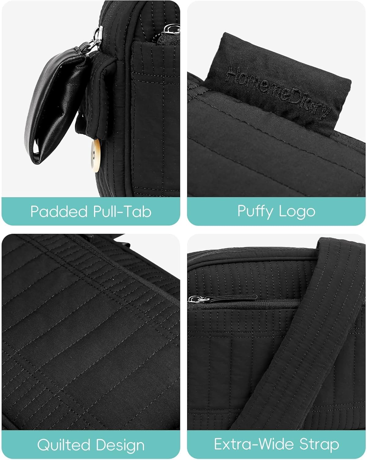 HomemeDiary Small Puffer Crossbody Bags for Women, RFID Travel Quilted Shoulder Purses, Puffy Handbags with Wide Strap - Image 8