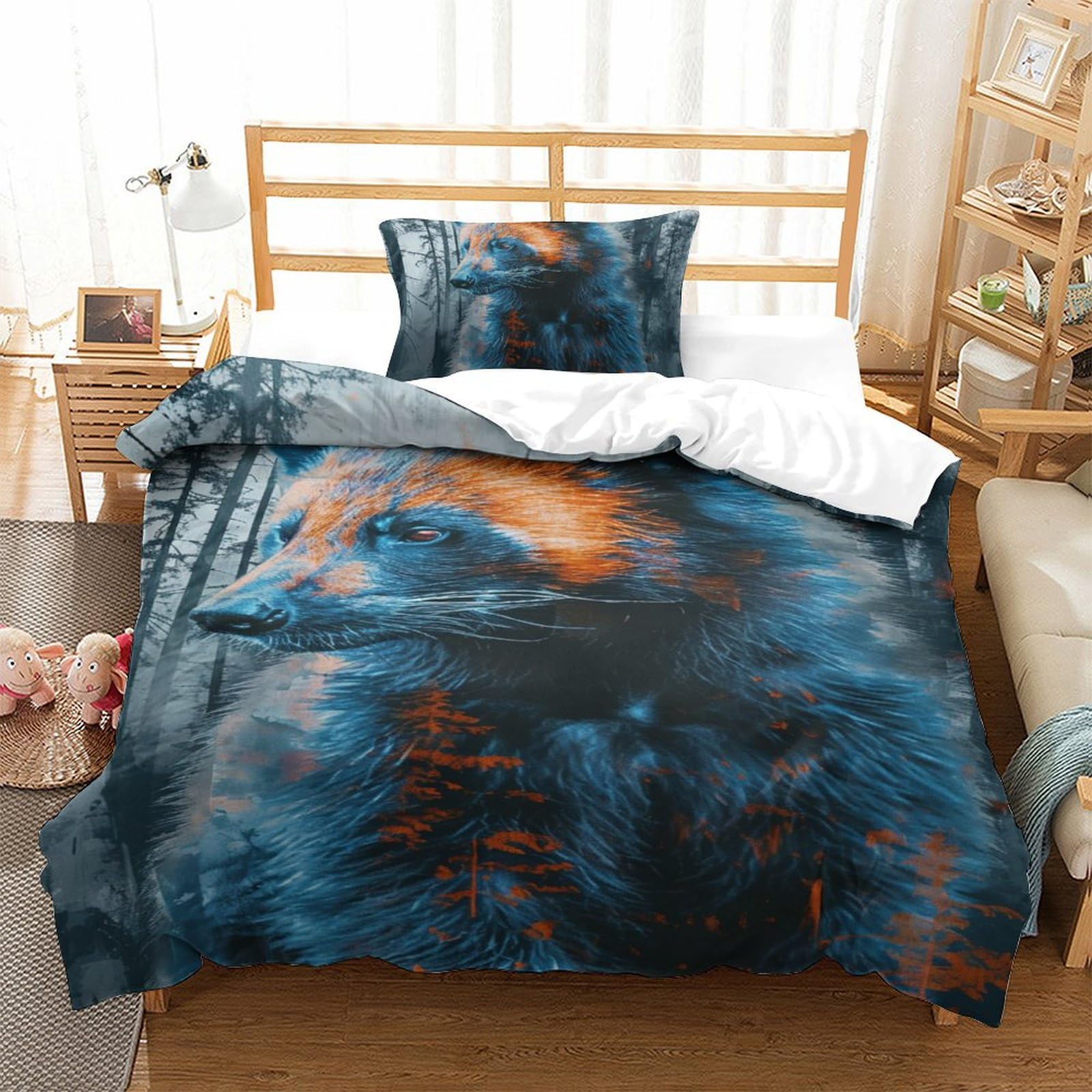 Housse de couette Renard de la Jungle en microfibre infroissable qui simplifie le lavage