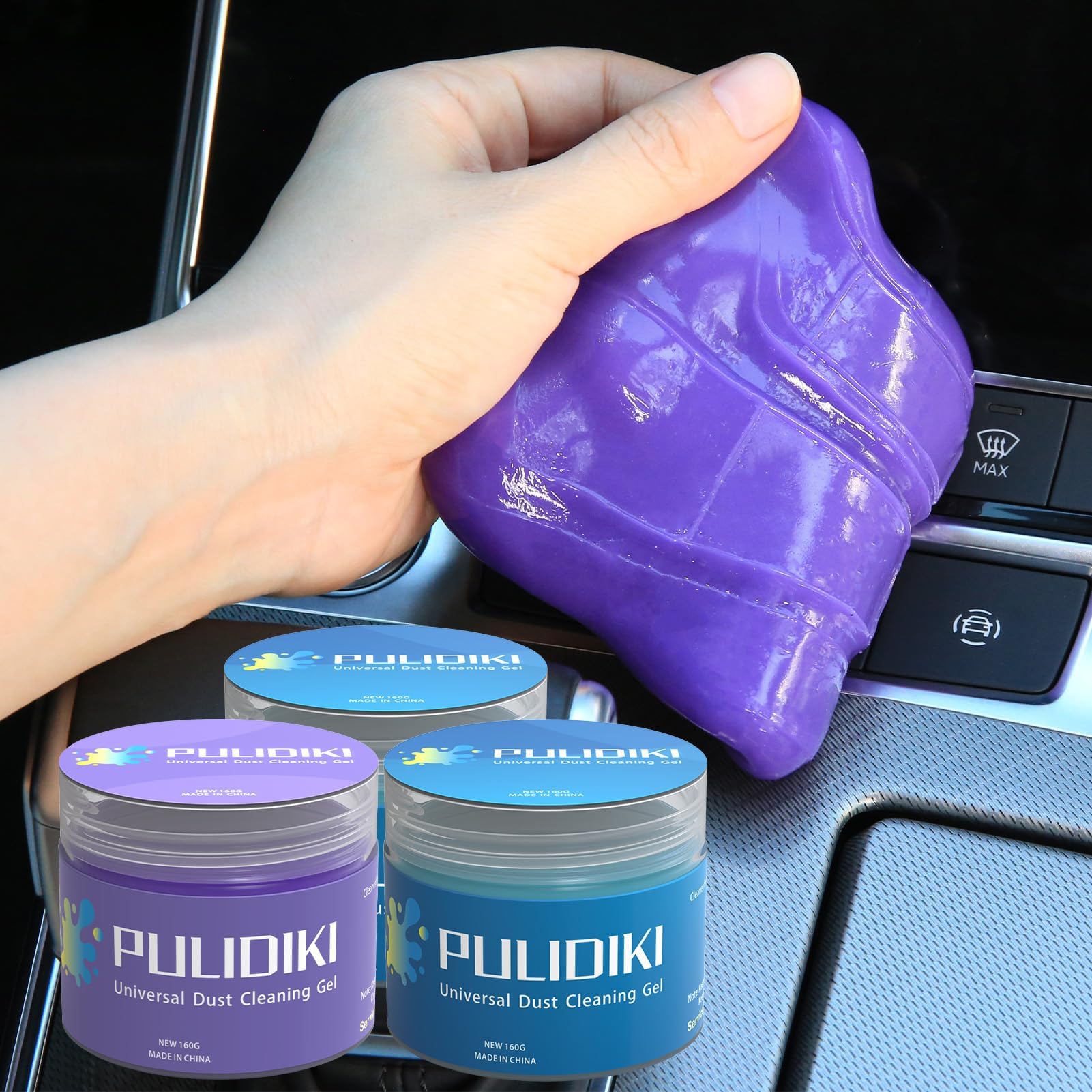 Car Cleaning Gel Purple and Car Cleaning Putty Blue 2Pack Bundle
