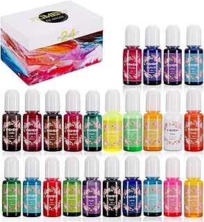 Epoxy Pigment 24 Colors Epoxy Resin Dye Liquid Epoxy Resin Colorant for Resin Art Paint Jewellery Crafts Coloring, 0.35Oz Each Bottle