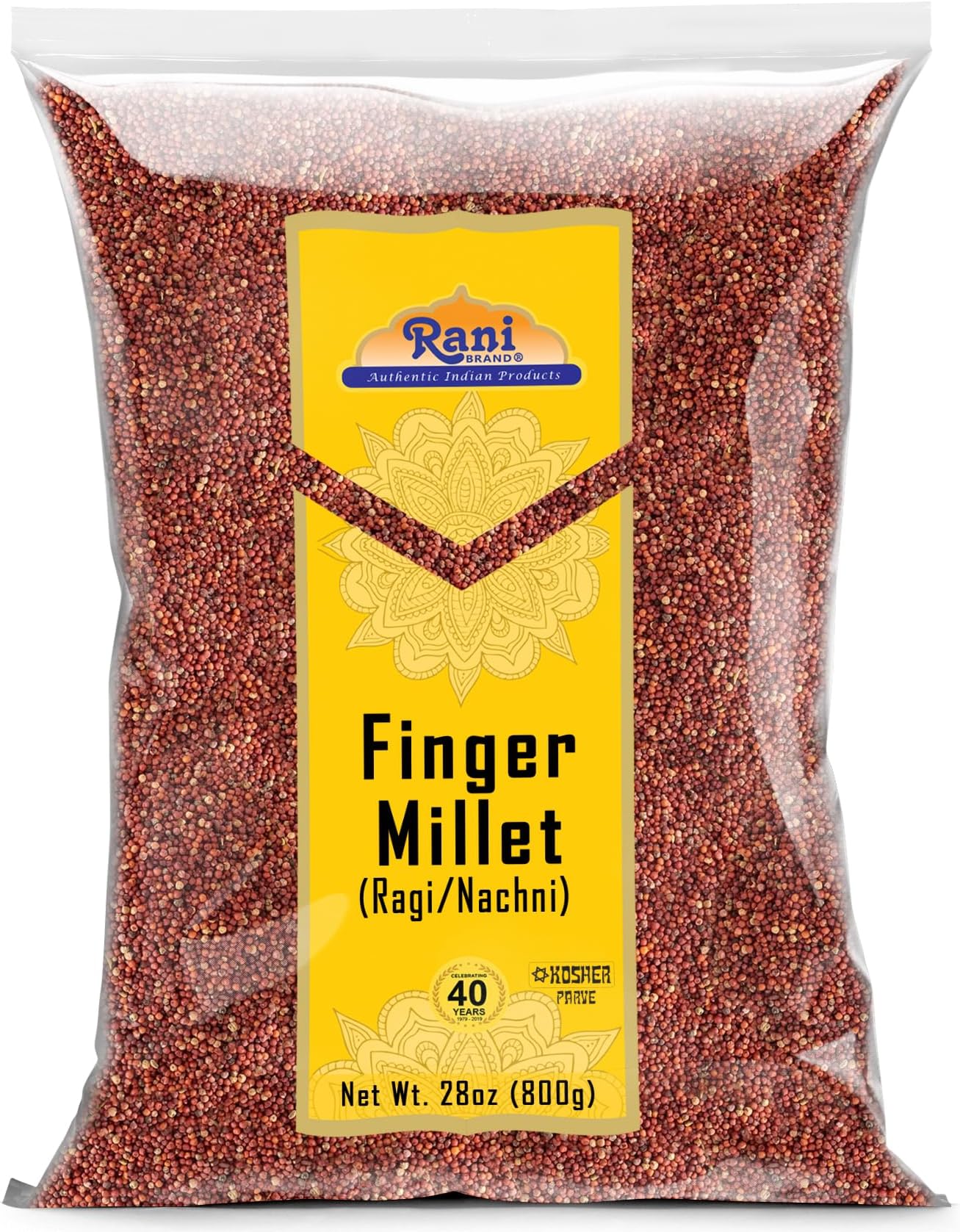 Rani Ragi Finger Millet (Eleusine Coracana) Whole Ancient Grain Seeds 28oz (800g) ~ All Natural | Gluten Friendly | NON-GMO | Kosher | Vegan | Indian Origin[Amazon-developed Certification] Compact by Design