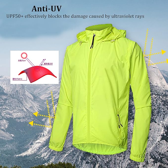Chaqueta ciclismo hombre impermeable cortaviento ligera con capucha miniatura 5