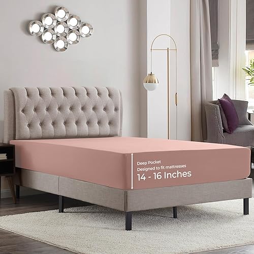 Miniatura 5 de Empyrean Bedding Sábanas para cama de tamaño queen, sábanas bajeras de 14 a 16 pulgadas, tamaño queen, sábana bajera de bolsillo profundo, sábanas