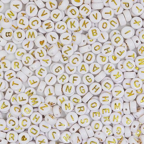 Miniatura 8 de Melius Kit de 1950 cuentas acrílicas doradas (1450 cuentas de letras doradas y 500 cuentas de números dorados)