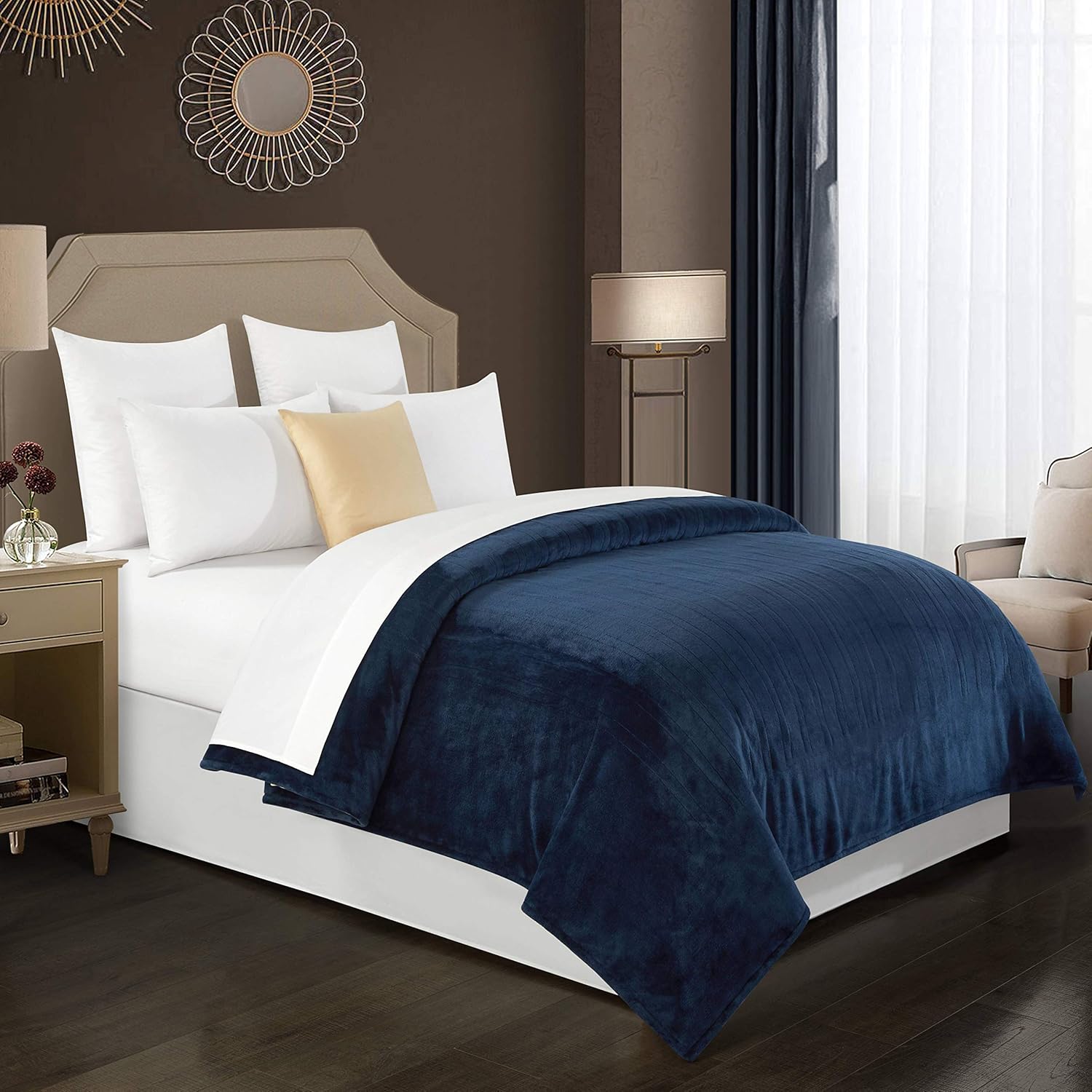 Well Being Plush Electric Heated Throw Blanket with 4 Setting Controller, Throw 50"x60", Gray