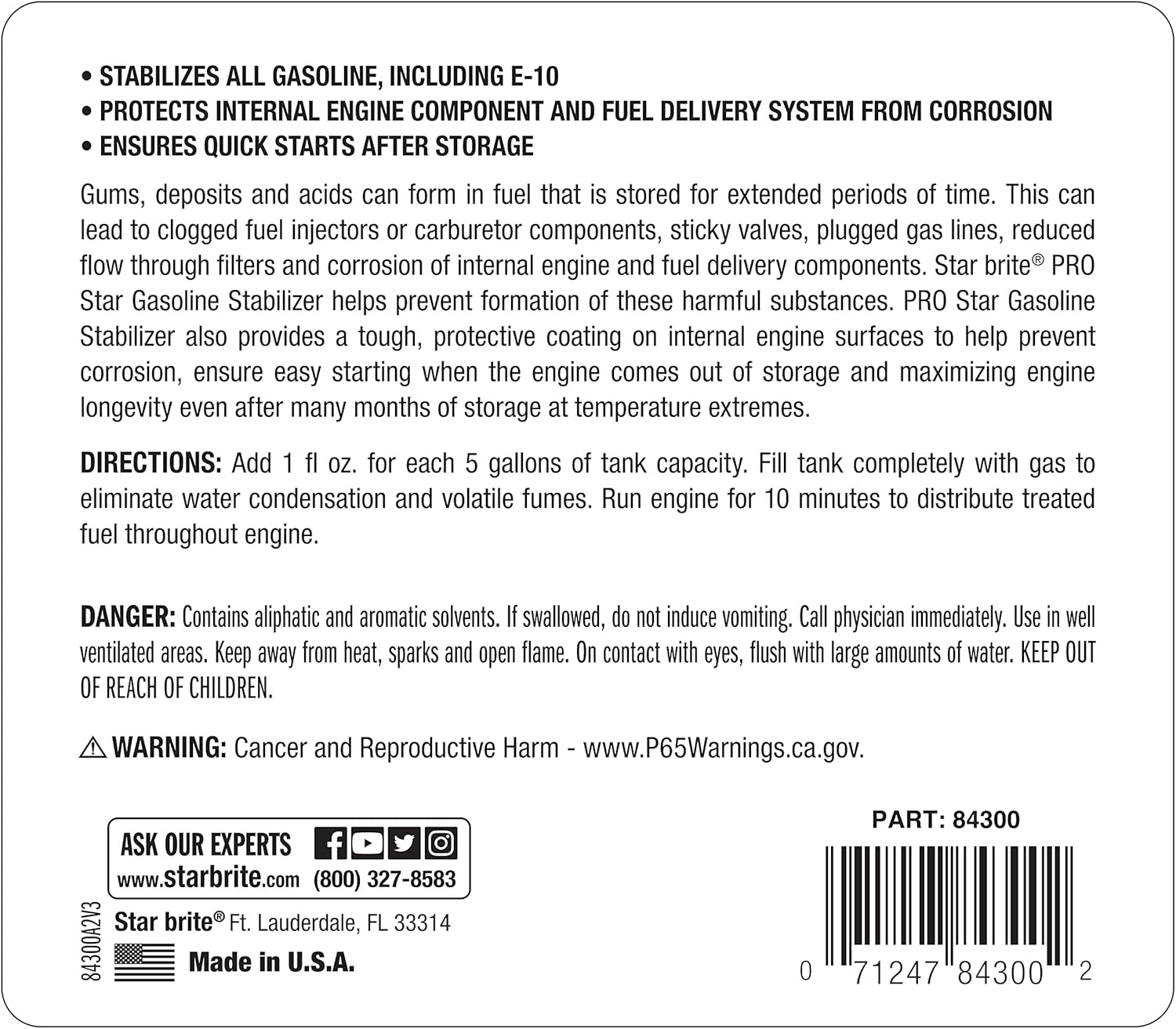 Star Brite PRO Star Gasoline Stabilizer - Fog & Protect Stored Engines & Entire Fuel System from Corrosion - Keep Gas Fresh for up to 1 Year - EZ Store EZ Start
