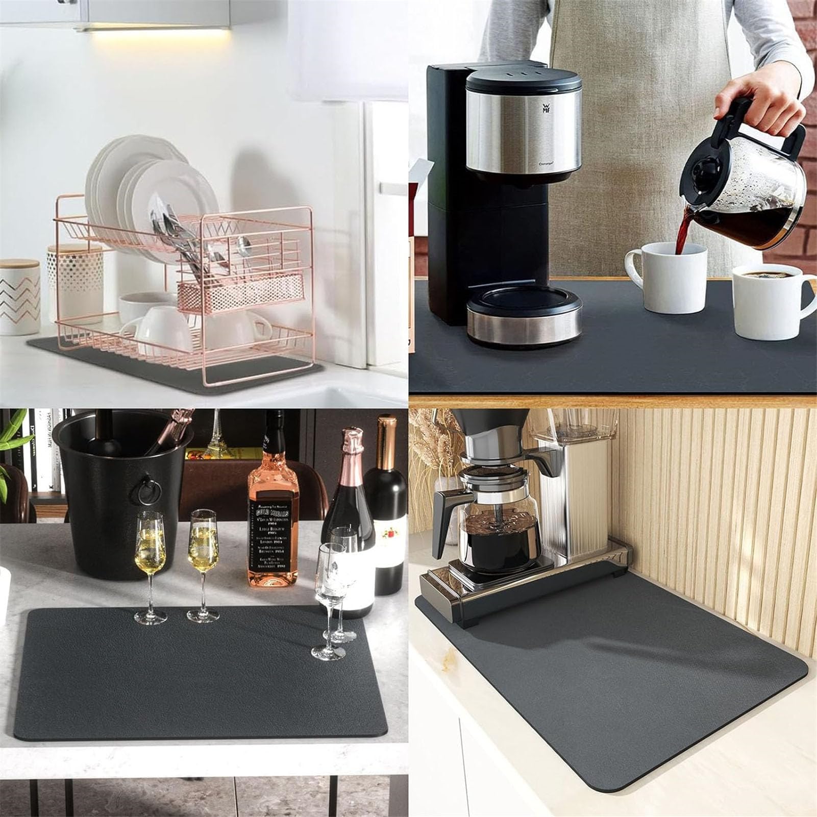 Super absorberende afvoermat, absorberende keukenmat, koffiemachinemat, droogmat voor aanrecht (30 x 40 cm, donkergroen Super absorberende afvoermat, absorberende keukenmat, koffiemachinemat, droogmat voor aanrecht (30 x 40 cm, donkergroen