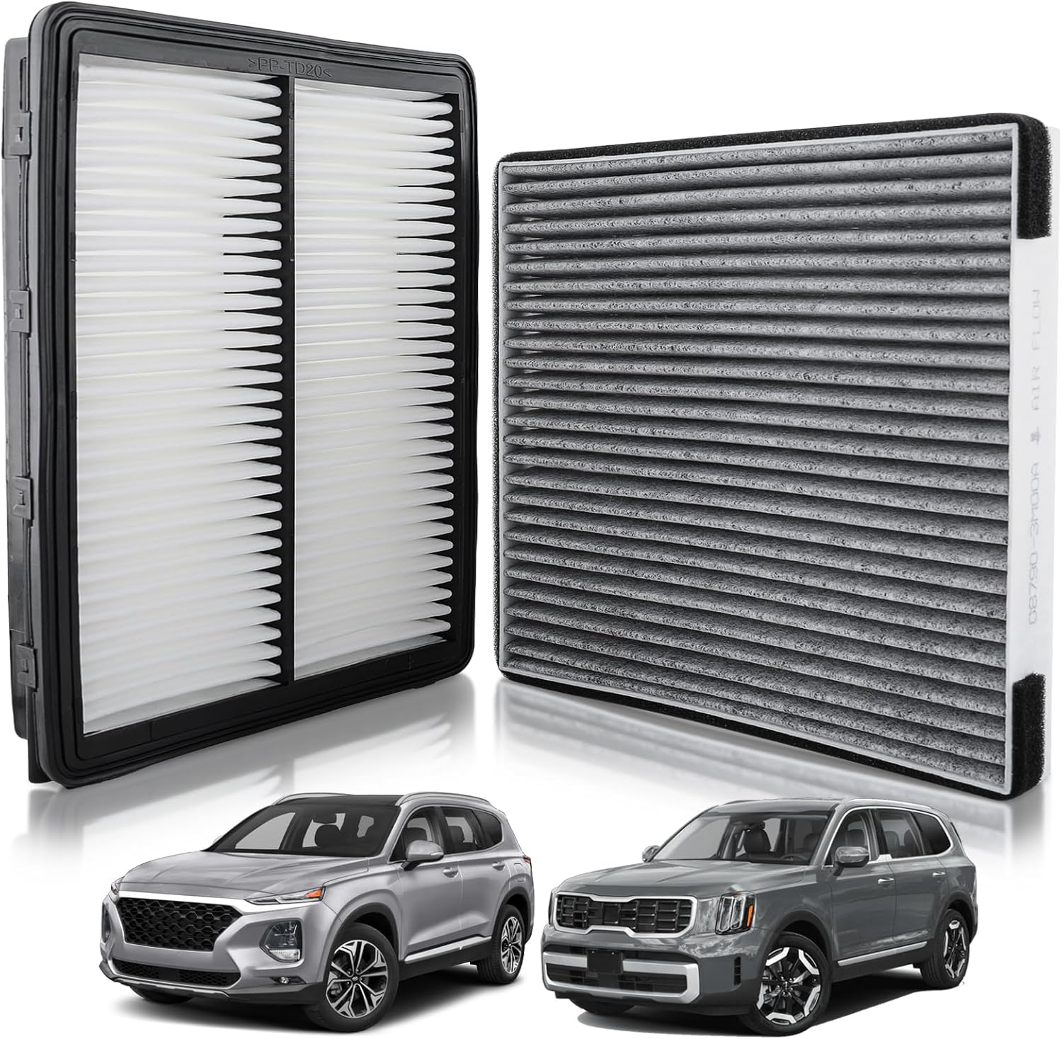 CF10735 Cabin Air Filter CA11943 Engine Air Filter Set Fit for Kia Telluride V6-3.8L Gas 2020-2025 for Hyundai Santa Fe L4-2.0L/2.4L Gas 2019-2020 97133-J5000 28113-A9100