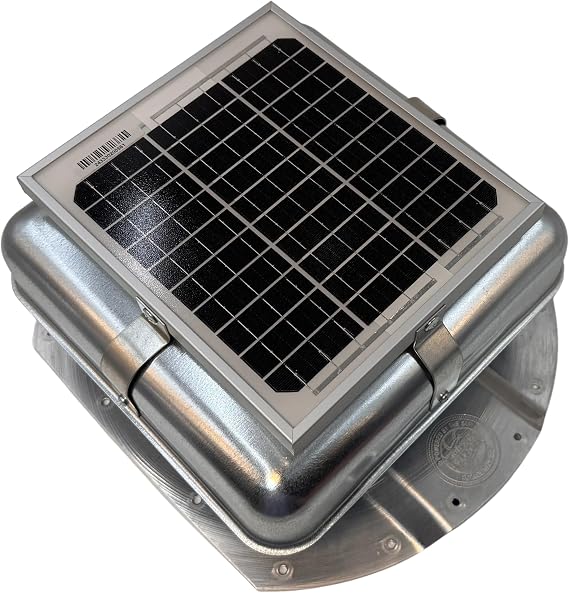 Solar Blaster Solar Mega RoofBlaster for 3.5 ribbed Conex Shipping Container Vent (Galvanized) | Solar Roof Vent Fan for Shipping Container Shipping Container Accessories Storage Container Vent