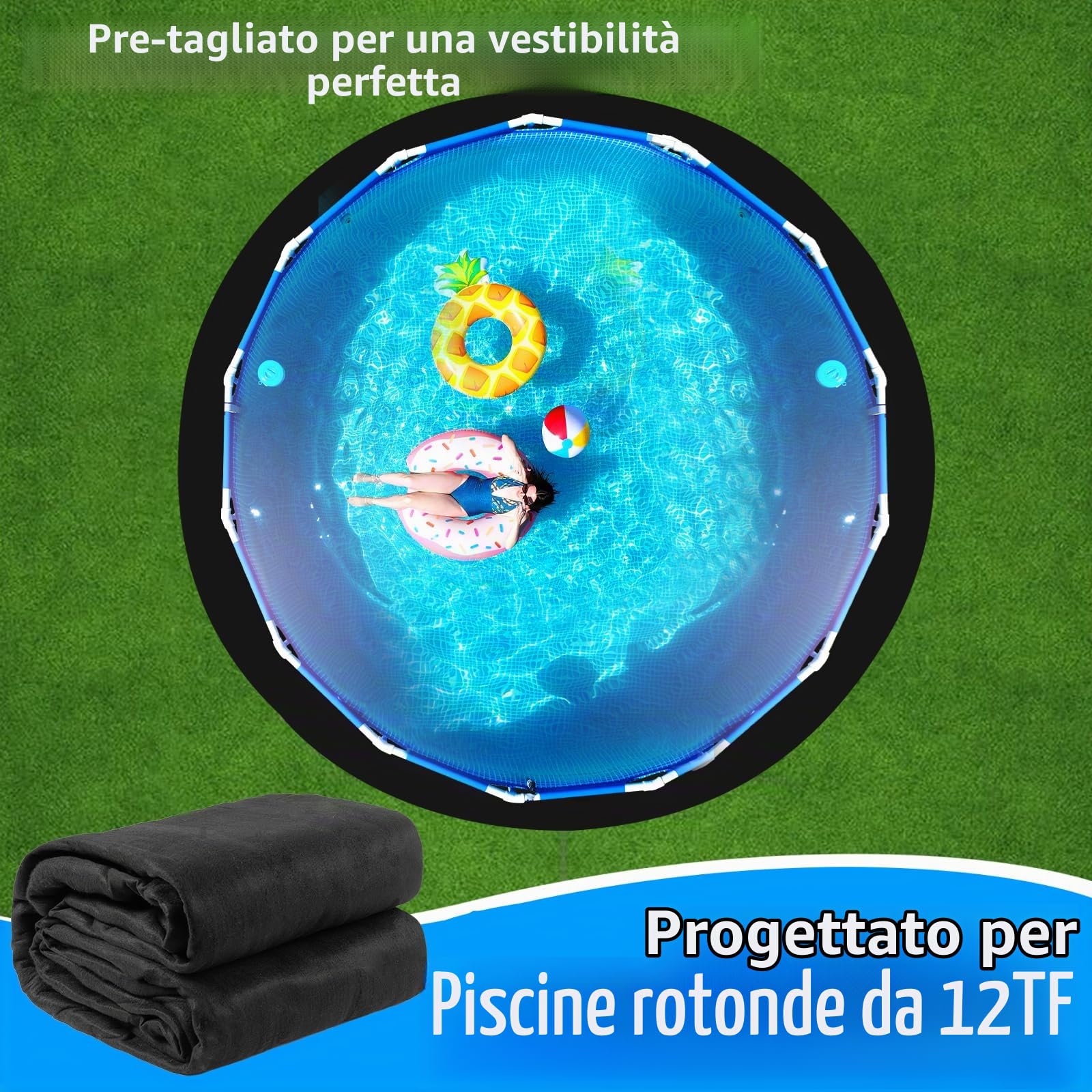 Tappetino rotondo protettivo per rivestimento piscina da 3,66 m, per piscina fuori terra, Gorilla Pad per piscina fuori terra, materiale geotessile resistente, telo di protezione del fondo per
