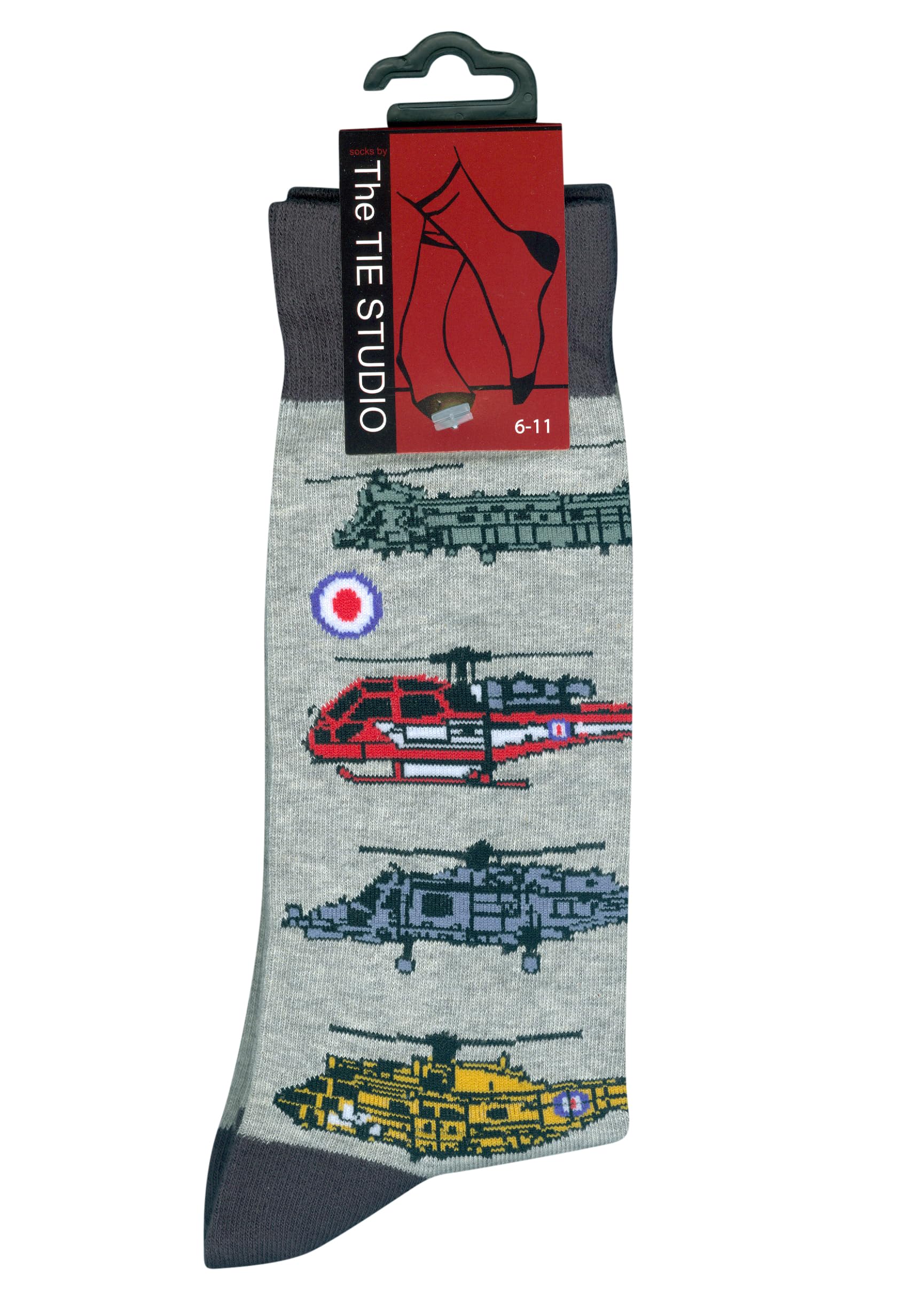 The Tie Studio Helicopter Socks – Cotton Rich Men’s Novelty Socks UK Size 6-11