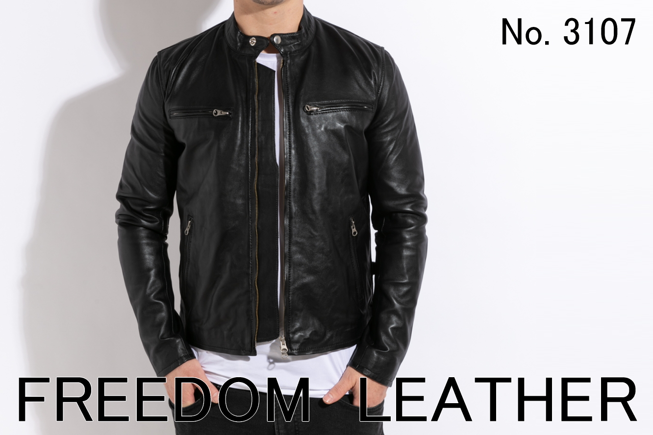 Amazon.co.jp: Freedom Leather Men's Single Rider Lamb Leather