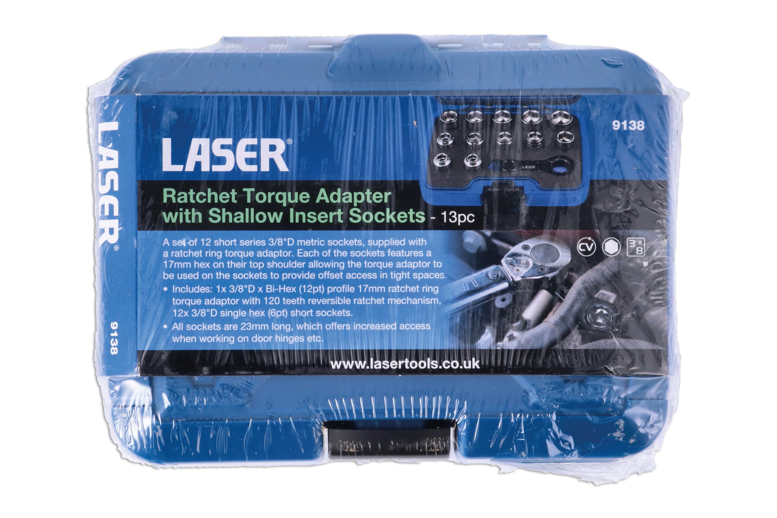 Laser 9138 Adapter momentu obrotowego z grzechotką z płytkimi gniazdami 13 szt