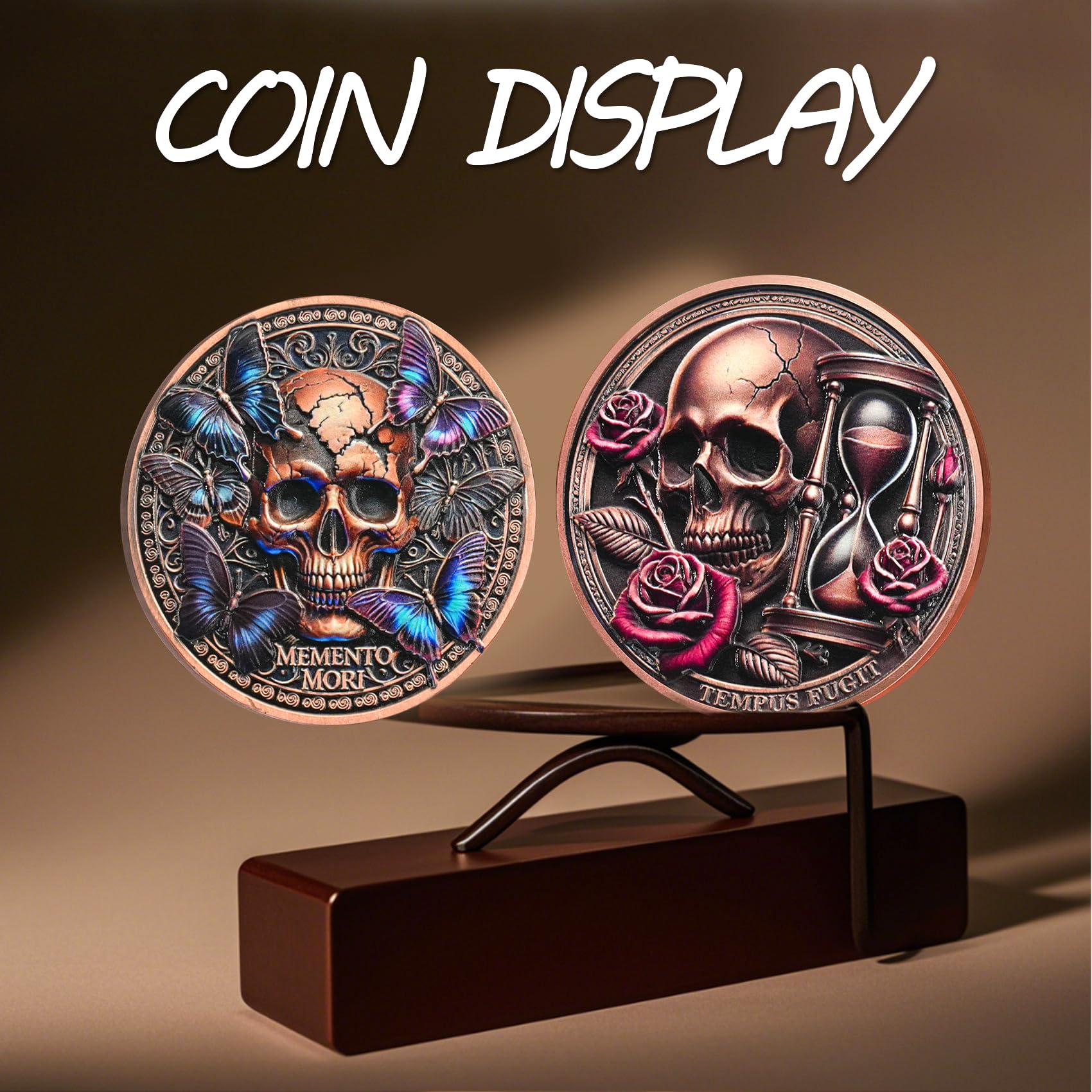Moneda Memento Mori - Moneda de calavera Memento Vivere Coin Stoic EDC Challenge Coin (B)
