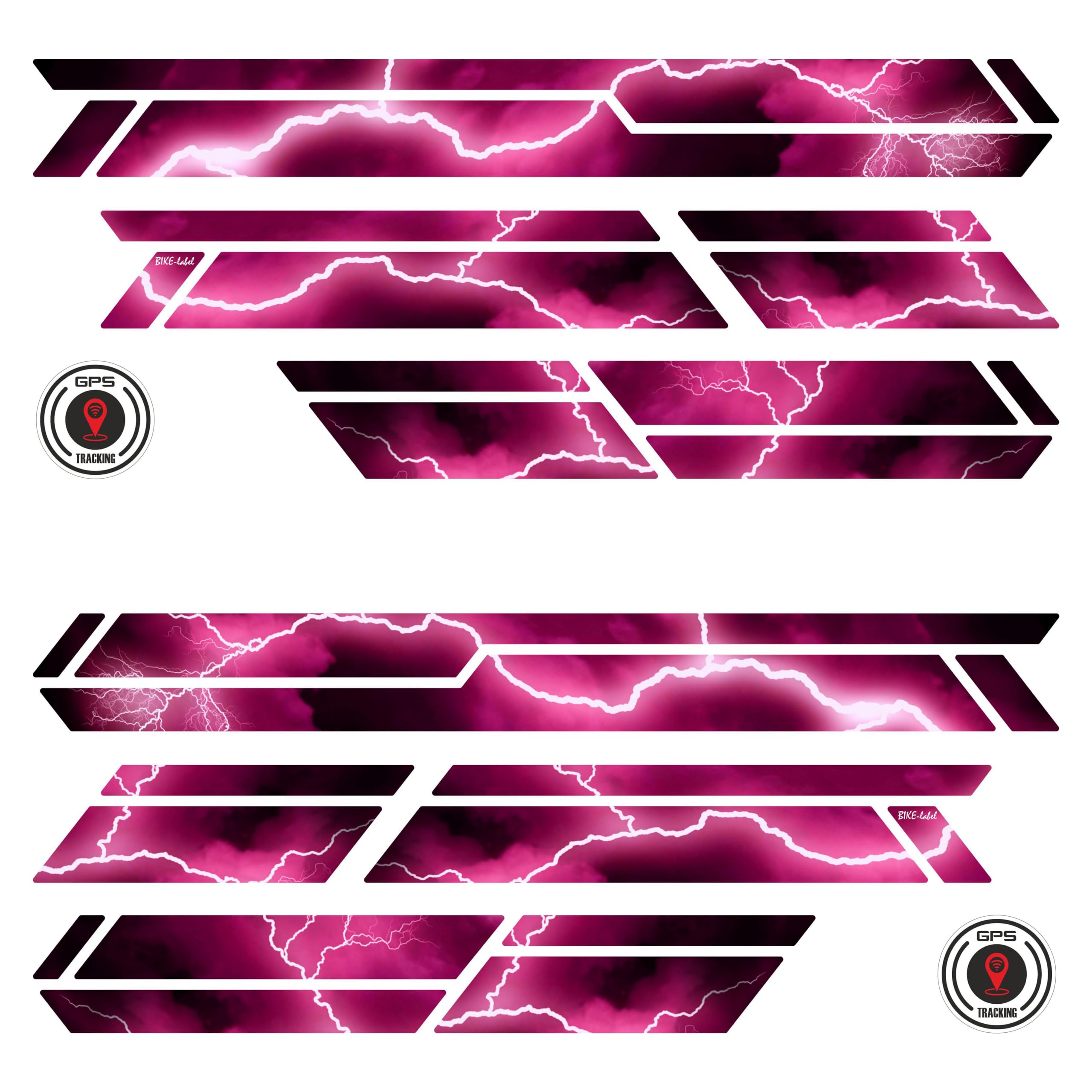 BIKE-label Lot de 12 autocollants XL pour cadre de vélo électrique Rose Thunder X400129VA