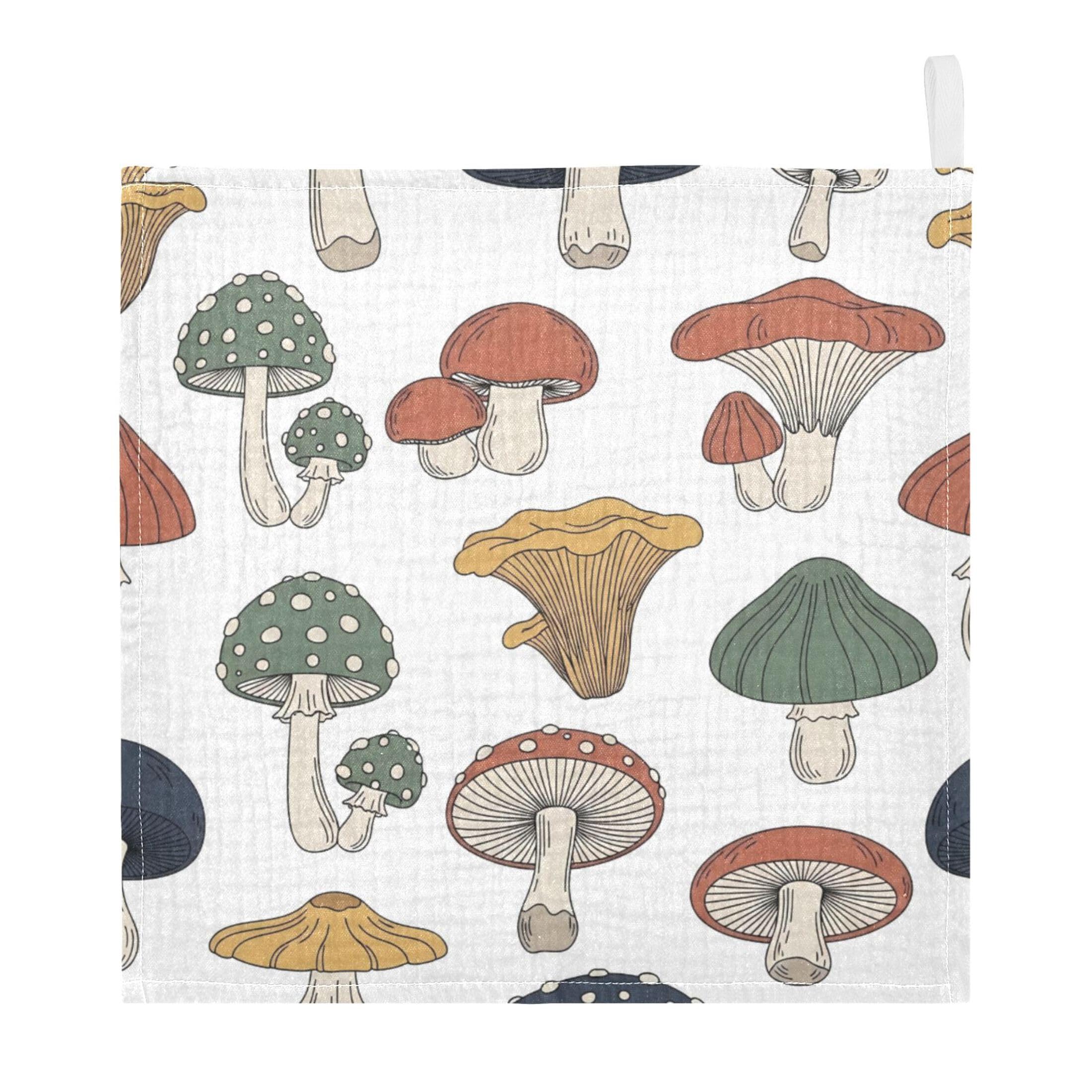 Fuauuyl Mushrooms Baby Muslin Washcloths Cotton Absorbent Soft Burp Cloths for Newborns Infants Toddlers, Reusable Face Towels for Sensitive Skin, 3 Pack, 12x12 in