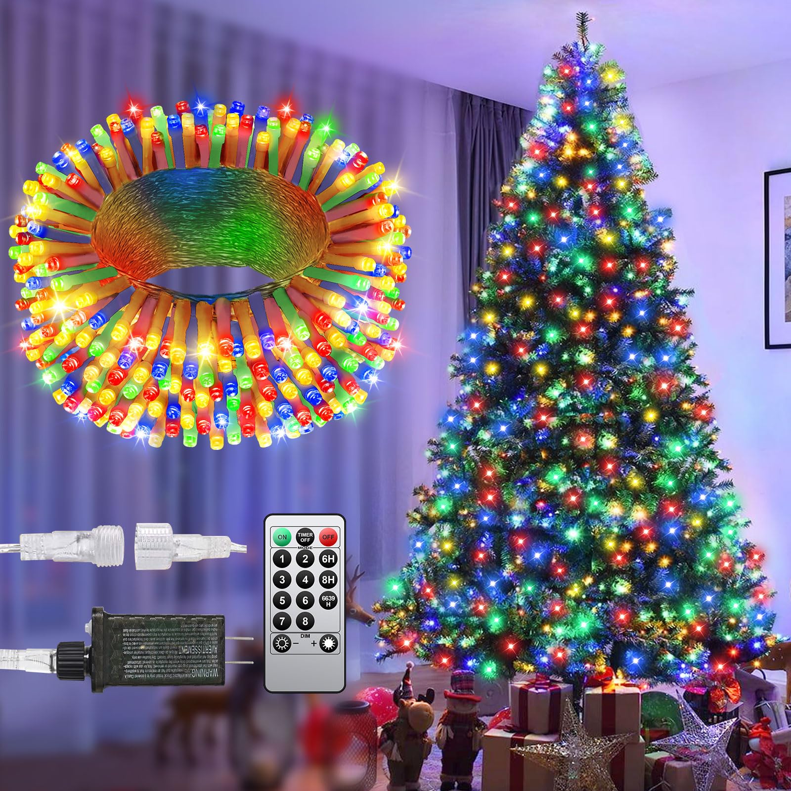 125FT 380 LED Christmas String Lights with Remote, 8 Lighting 