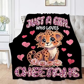 Cheetah Blanket Cheetah Gifts for Women Girls Just A Girl Who Loves Cheetahs Soft Flannel Throws Cozy Lightweight Blankets for Couch Bed Sofa Small 50Ã—40in for Kid/Child
