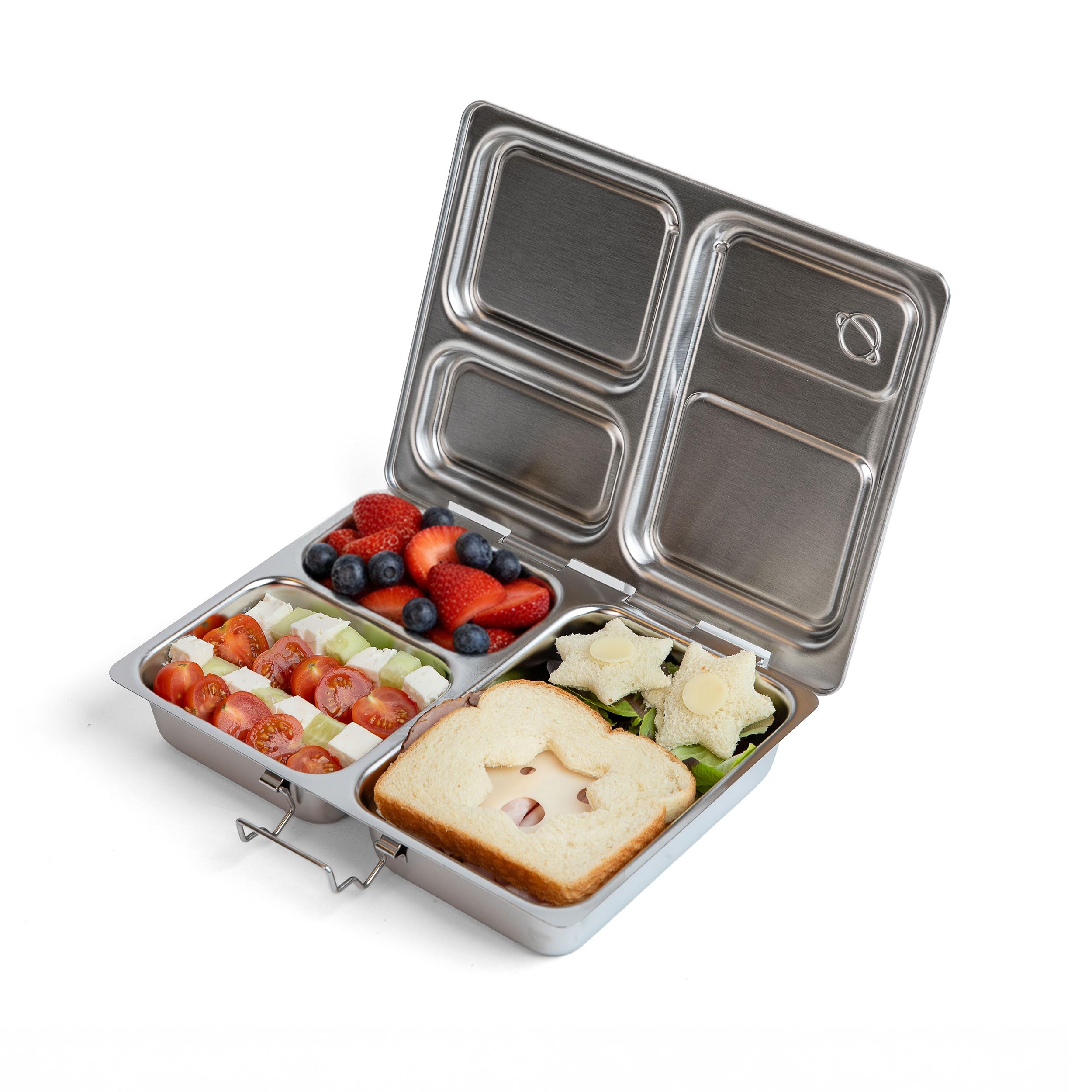 PlanetBox Launch Stainless Launch Bento Box Style Lunch Box for Kids with 3 Compartments – Durable, Dishwasher Safe & BPA-Free Food Container