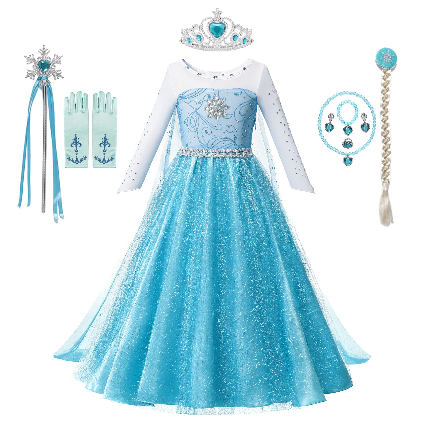 Kidswant Girls Princess Dress up Costume Cosplay Fancy Party Luxury Dress with Accessories 2-12 T
