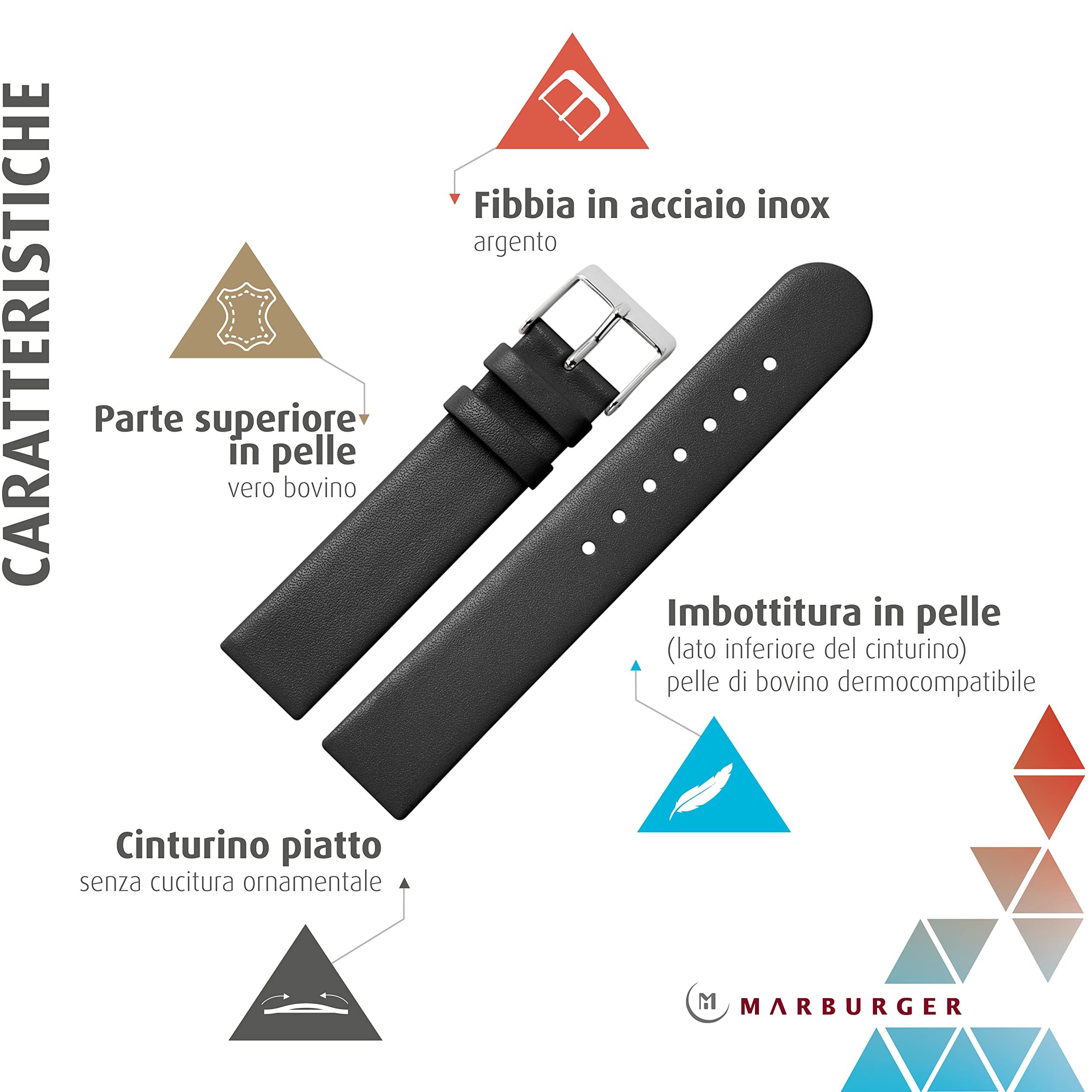 MARBURGER Cinturino Per Orologio 20mm Pelle - Insieme Di Assemblaggio Di Utensili 76120