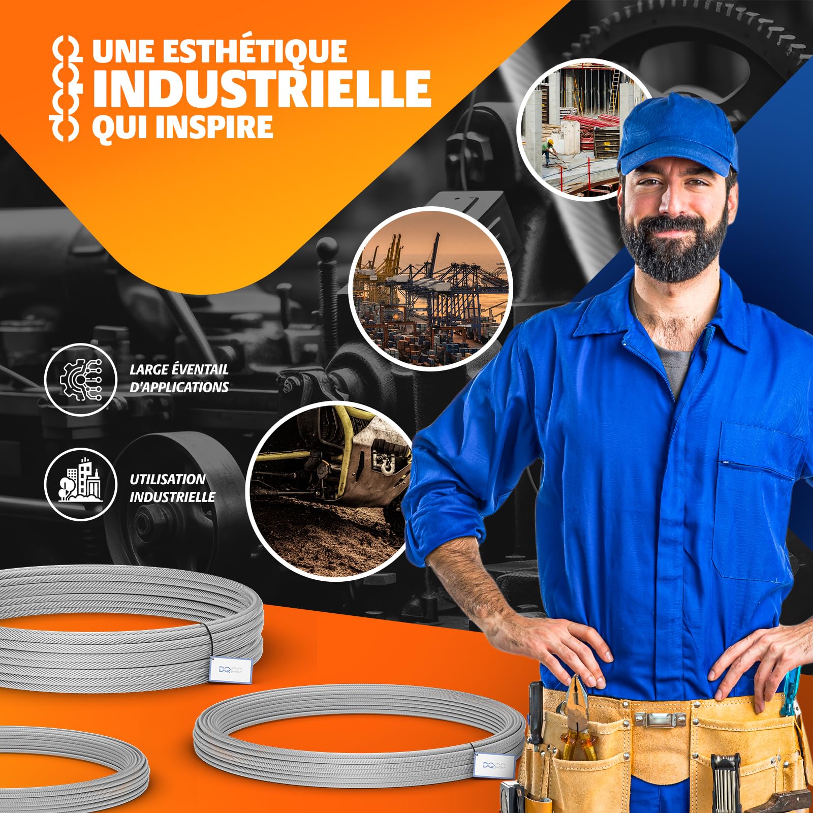 100m câble 4mm acier zingué EN 12385-4 6x7+FC